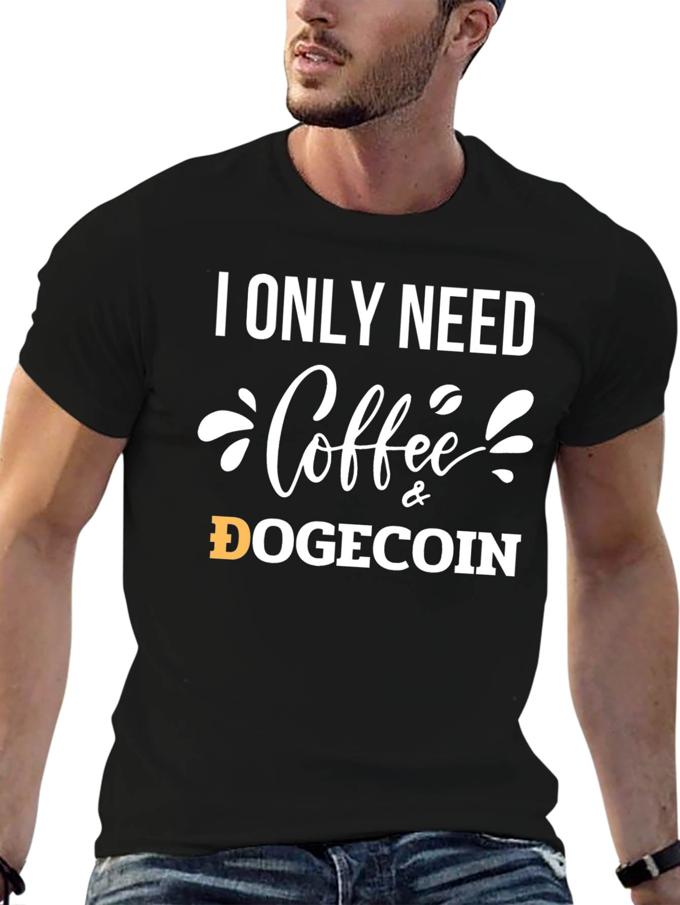 Coffee & Dogecoin T-Shirt - Crypto Lover Tee