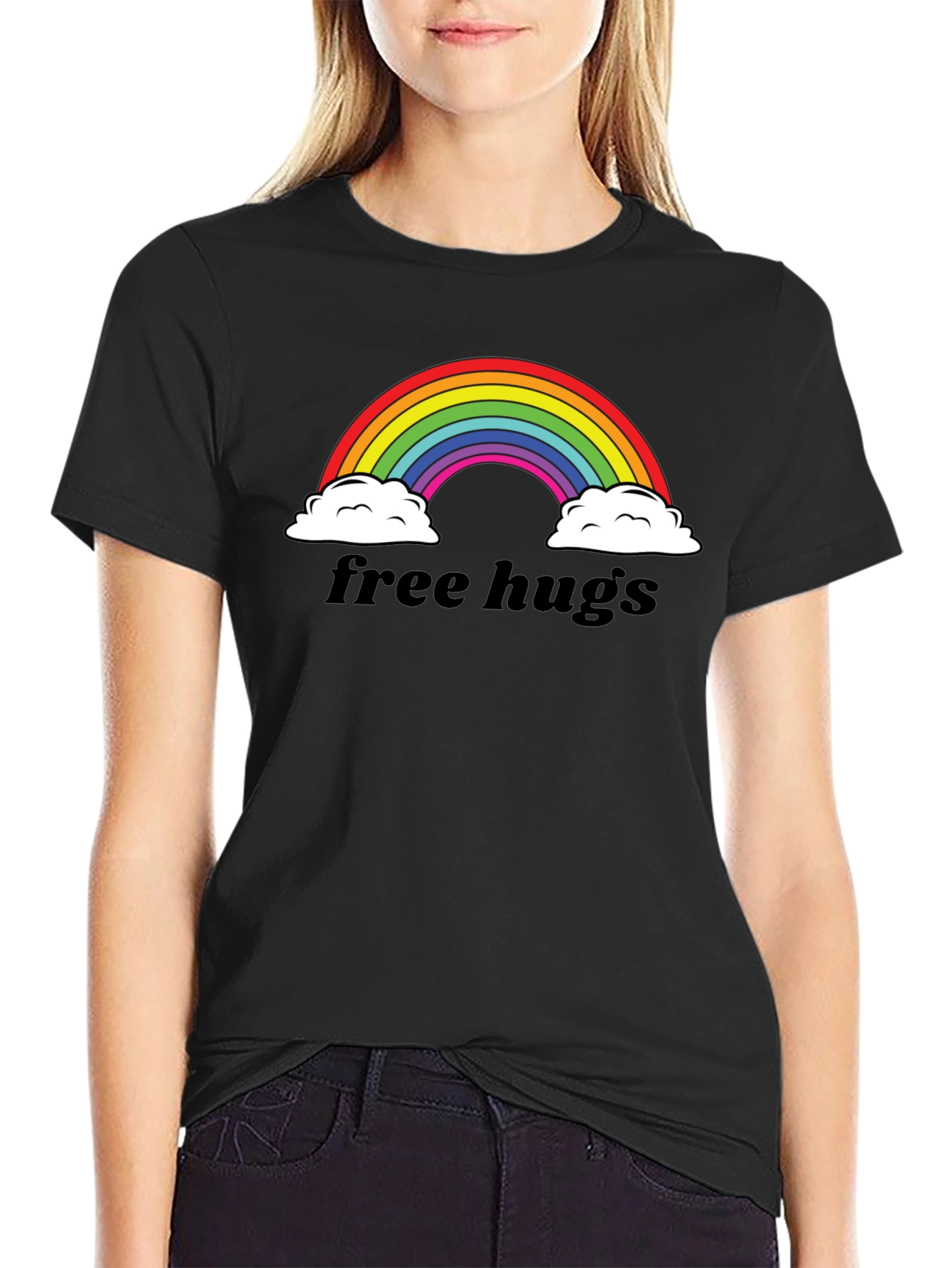 Rainbow Free Hugs Graphic Tee - Soft Cotton Blend