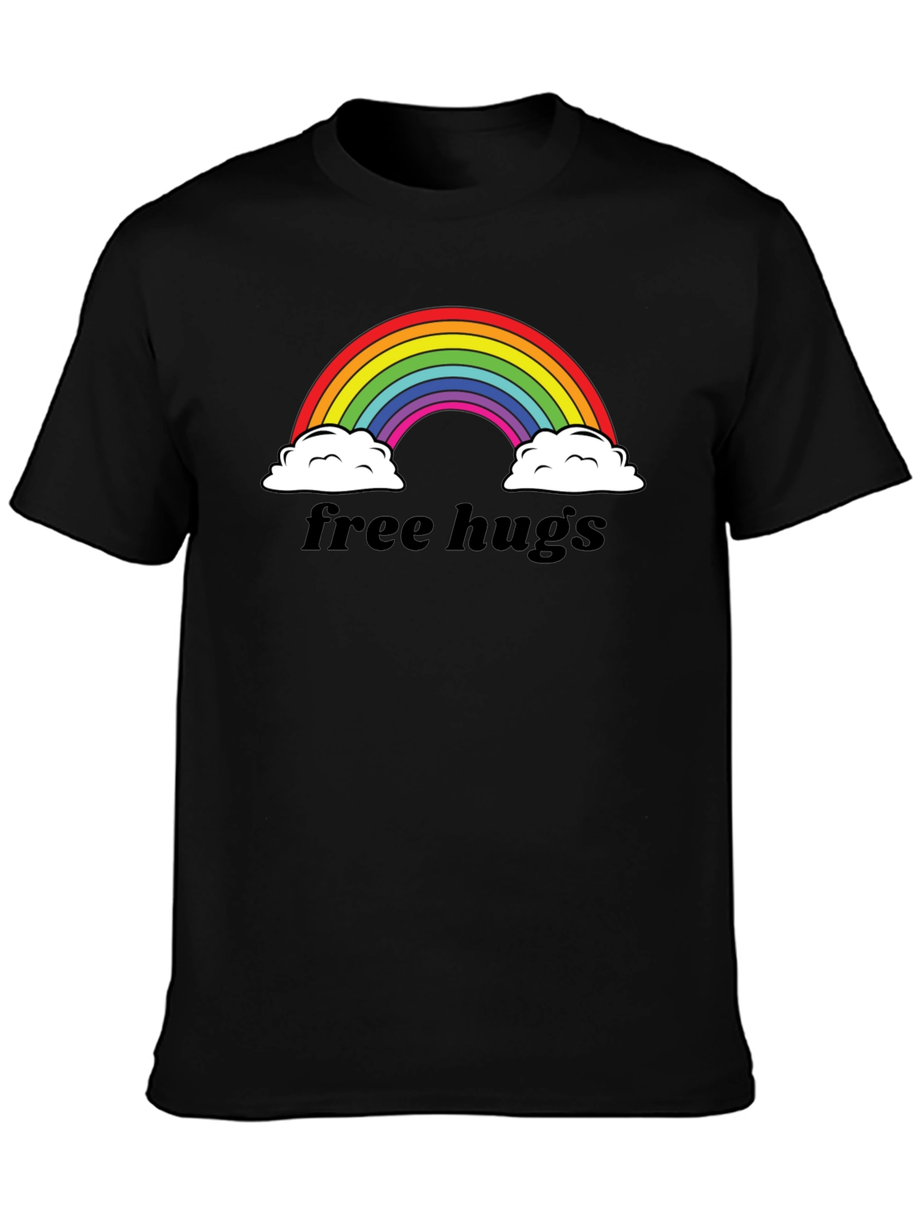 Rainbow Free Hugs Graphic Tee - Soft Cotton Blend