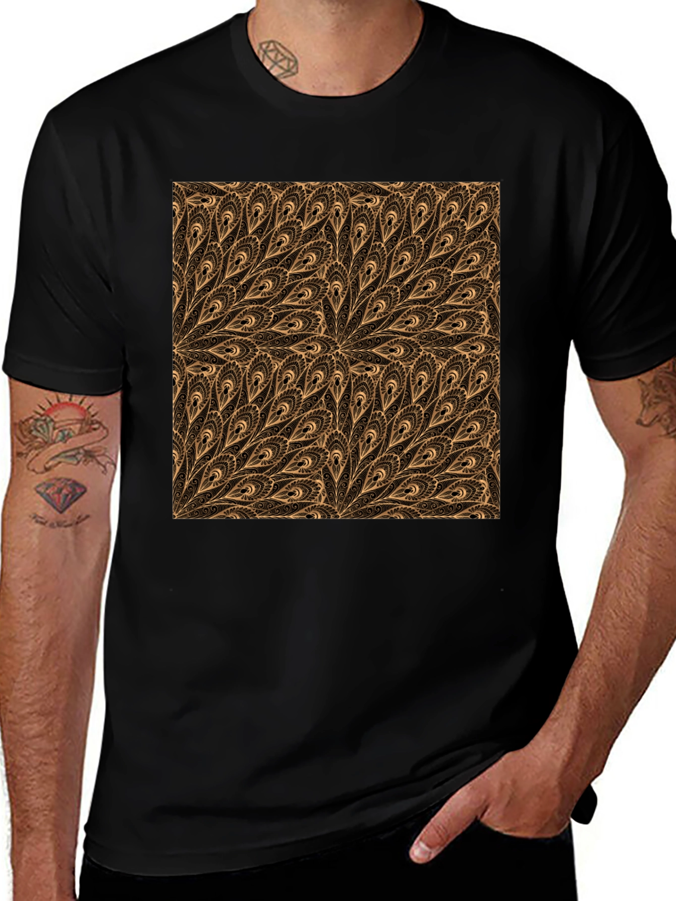 Boho Paisley Pattern Black T-Shirt