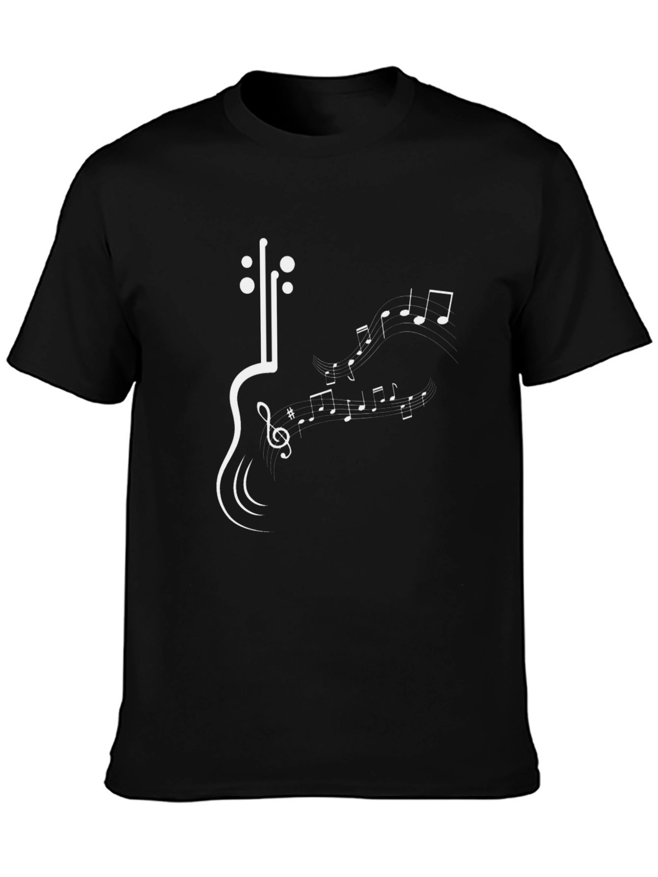 Guitar Music Notes Graphic Print Tee