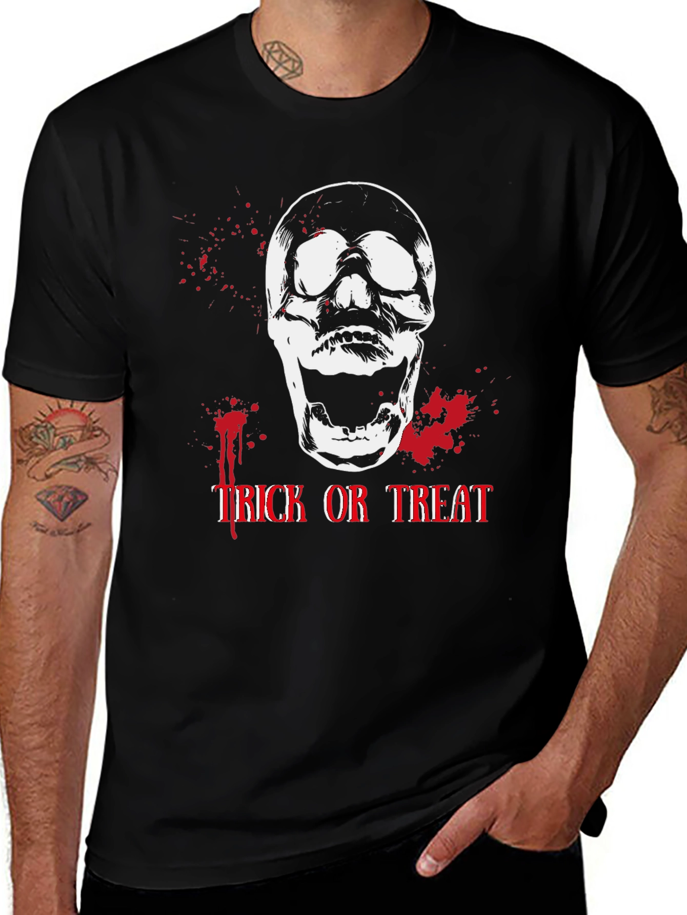 Halloween Skull Trick or Treat Graphic Tee