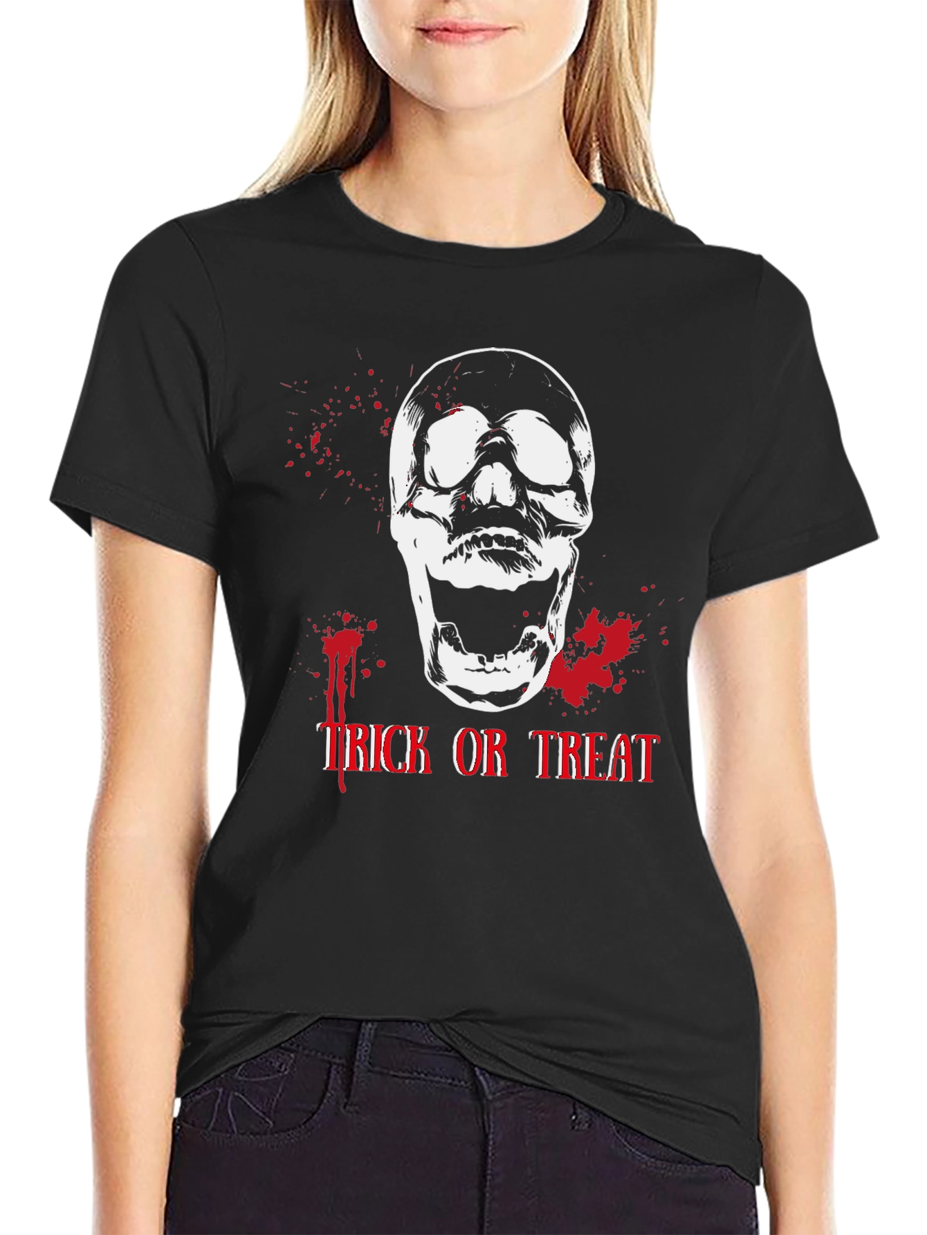 Halloween Skull Trick or Treat Graphic Tee