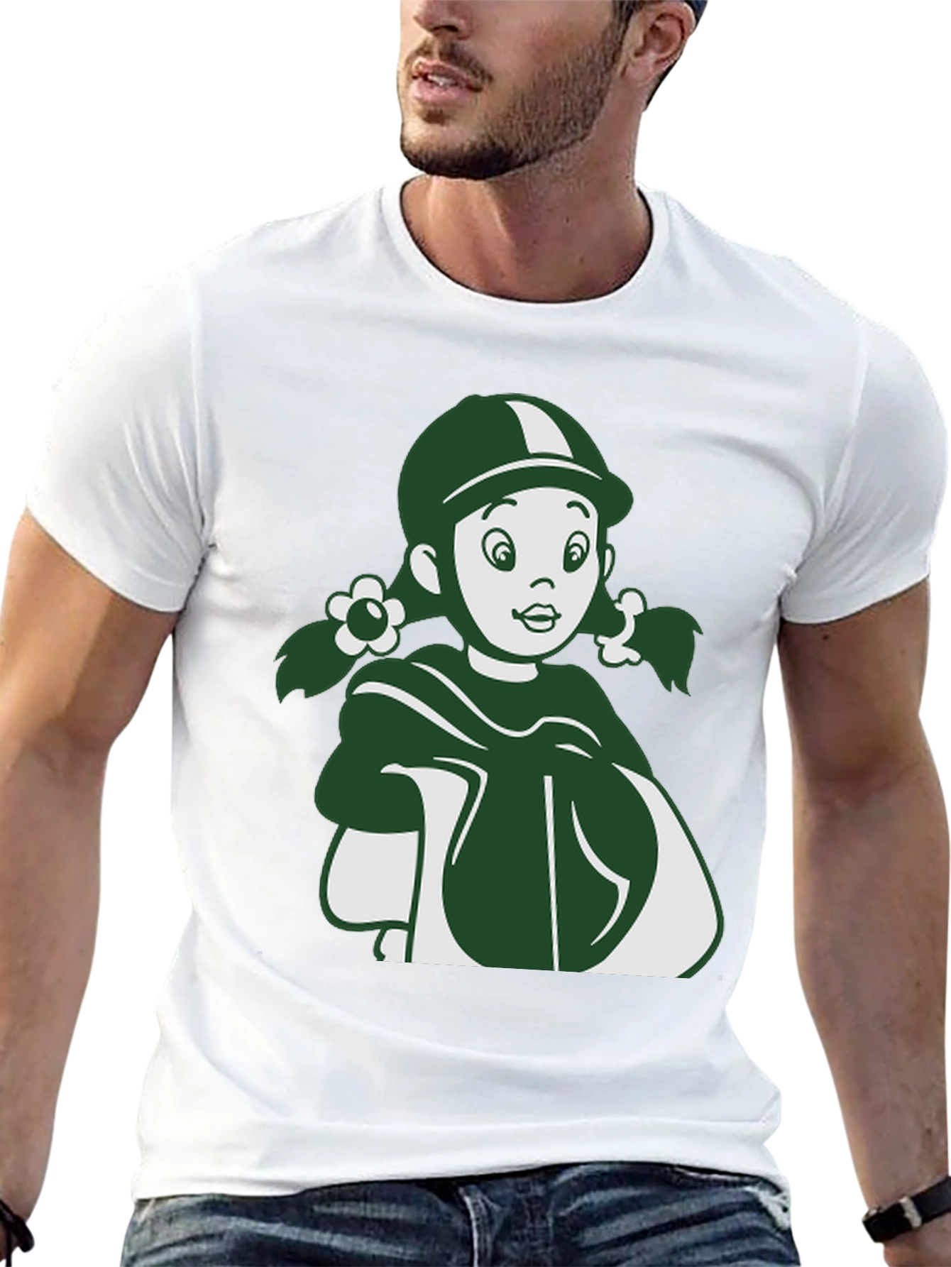 Retro Cartoon Girl Graphic Tee - Unisex Black T-Shirt