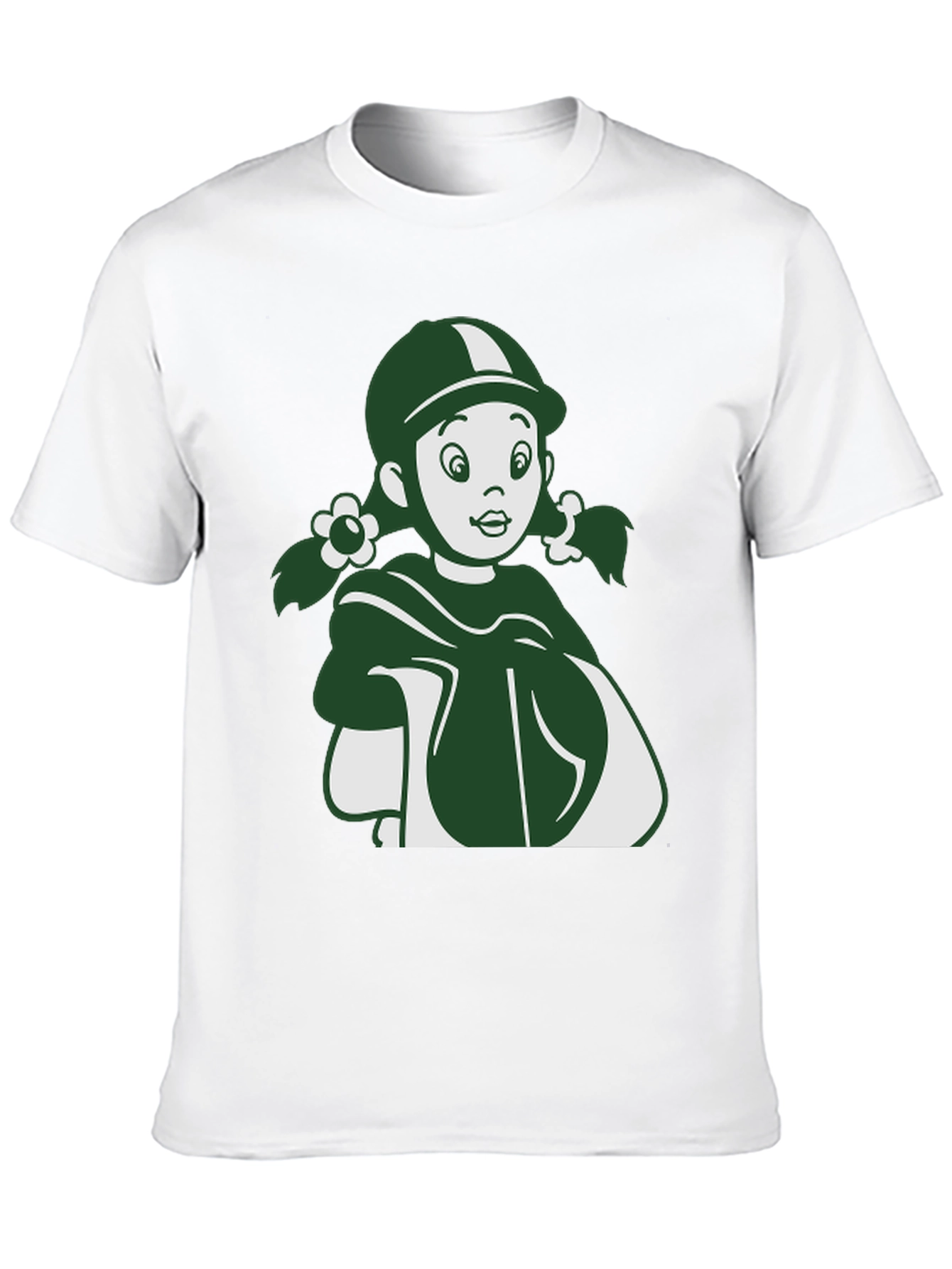 Retro Cartoon Girl Graphic Tee - Unisex Black T-Shirt