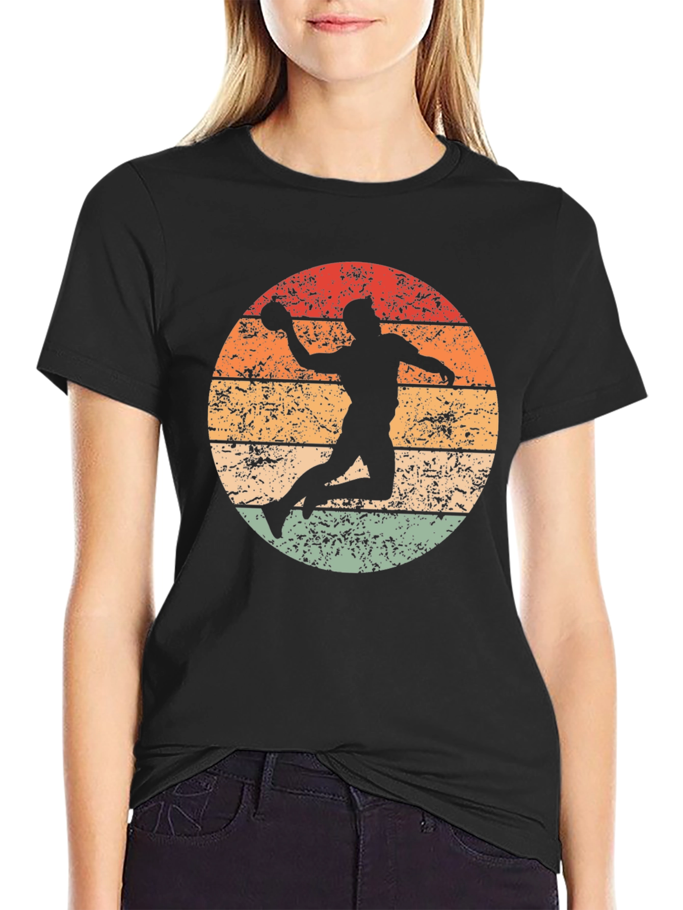 Retro Handball Player Graphic T-Shirt