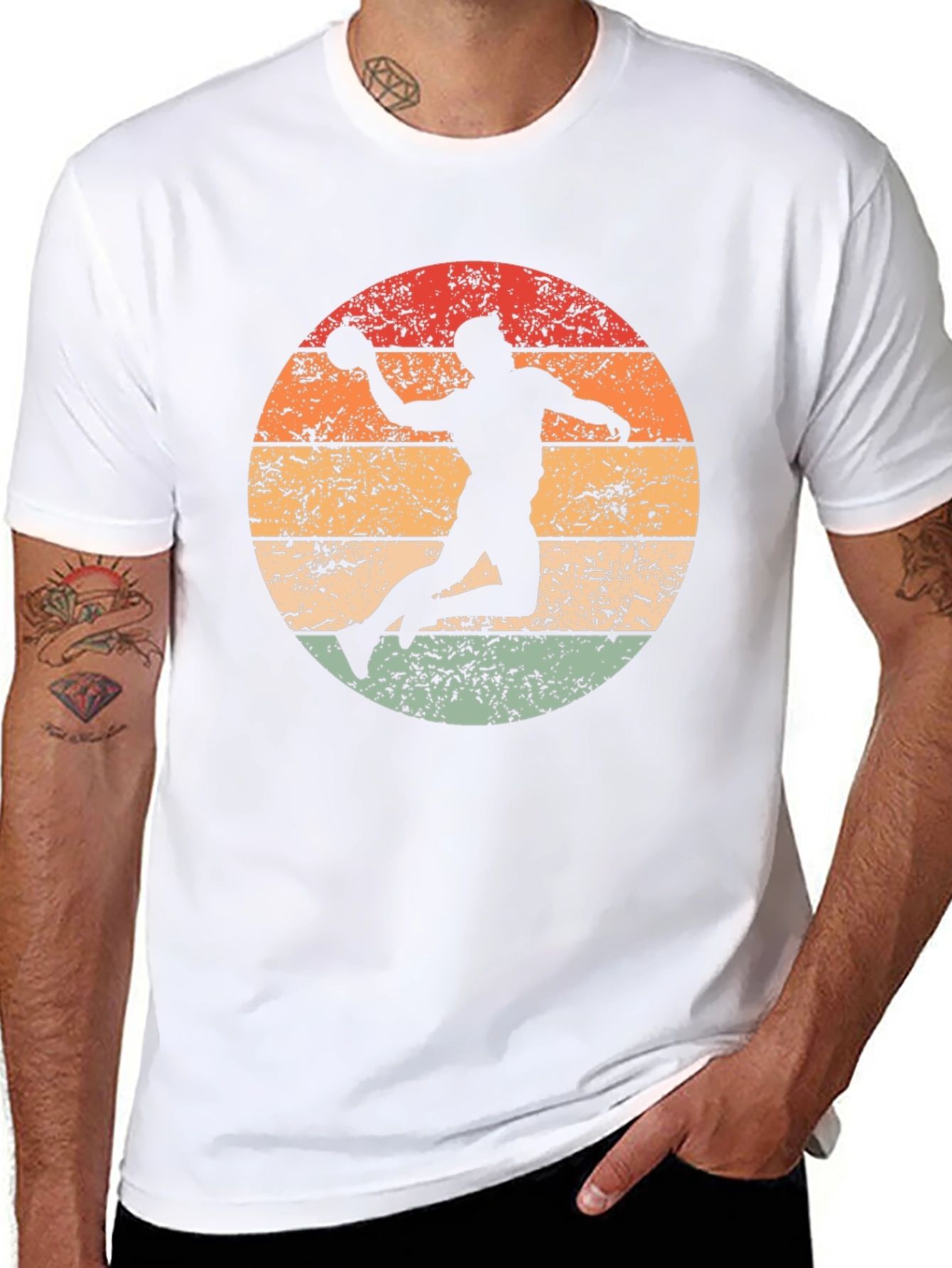 Retro Handball Player Graphic T-Shirt