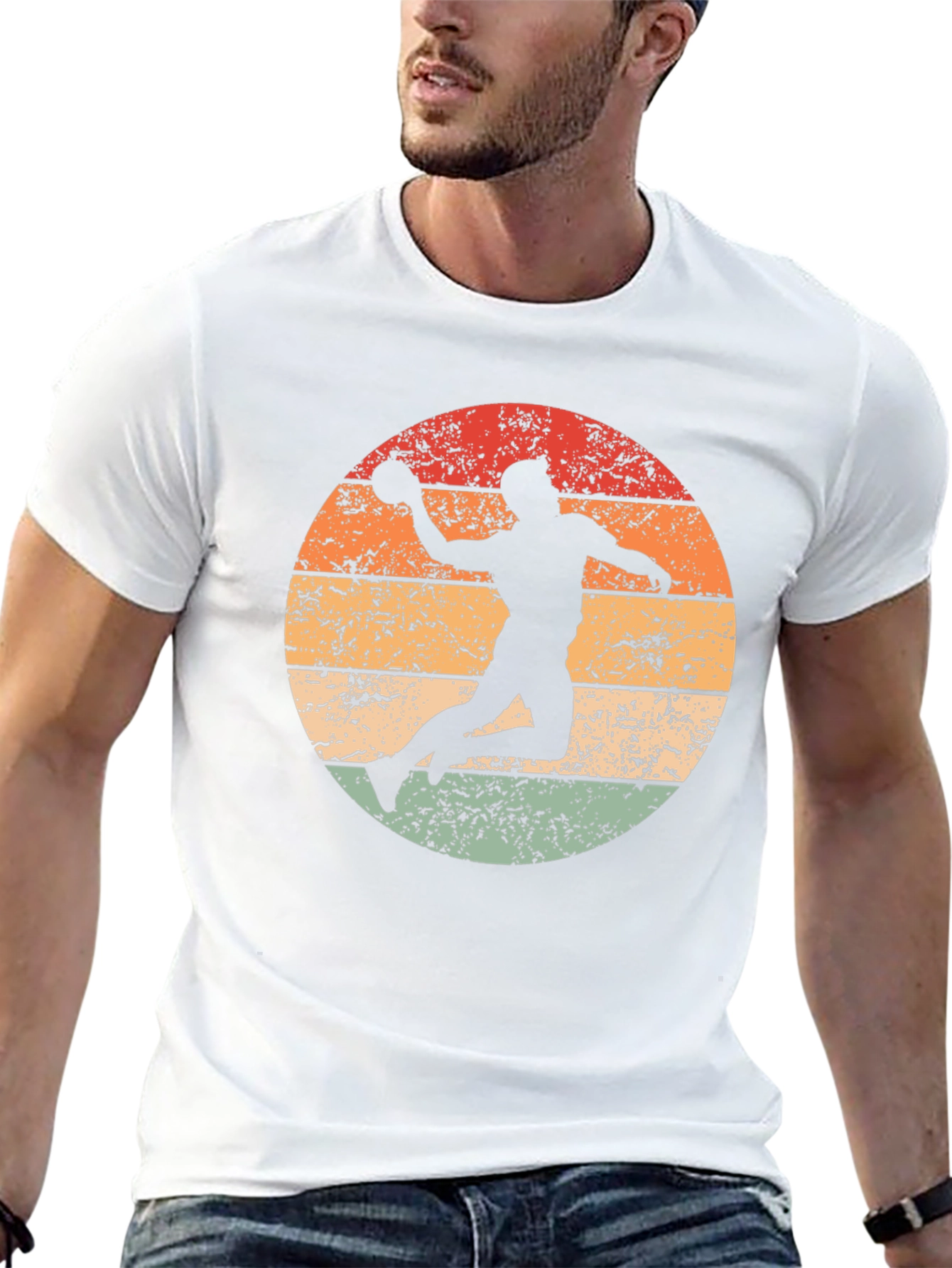 Retro Handball Player Graphic T-Shirt