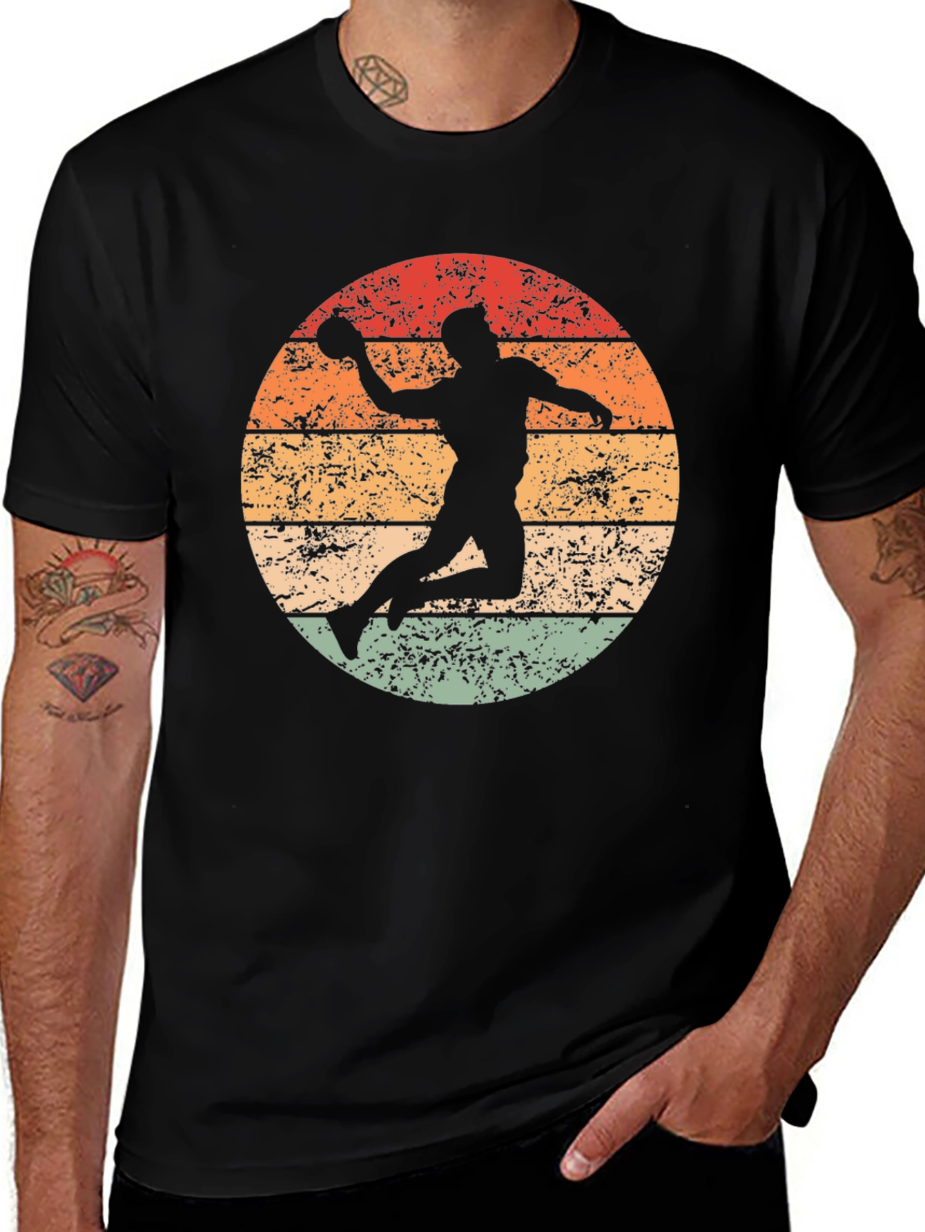 Retro Handball Player Graphic T-Shirt
