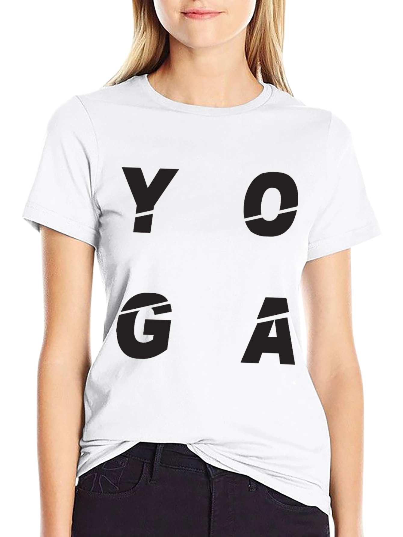 Yoga Graphic Print Black T-Shirt