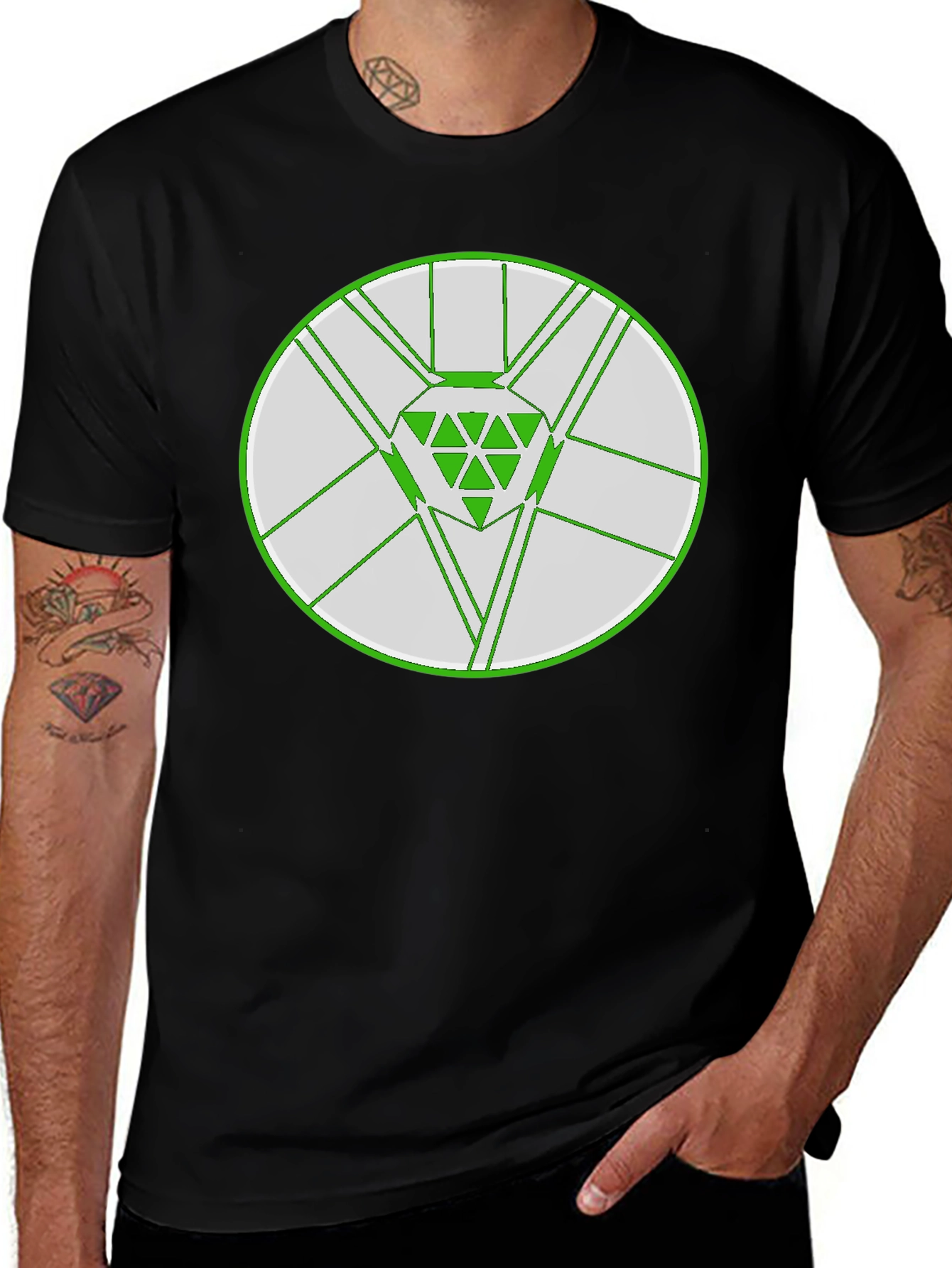 Geometric Diamond Graphic Tee - Modern Black T-Shirt