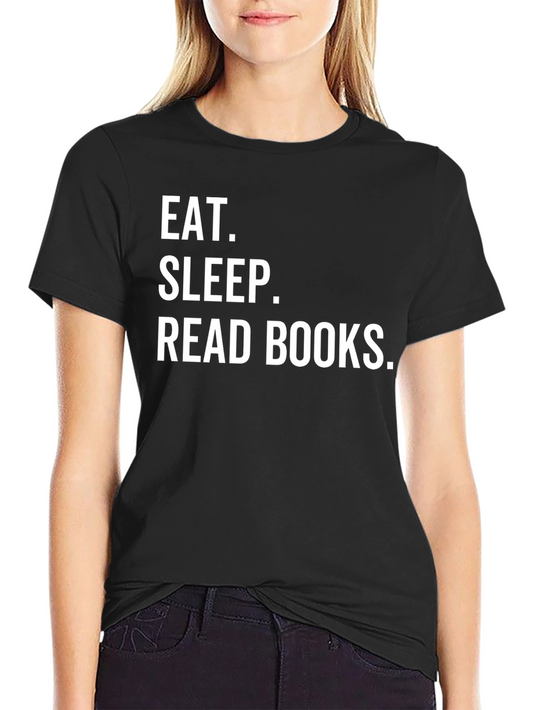 Eat Sleep Read Books Graphic Tee - Black Cotton T-Shirt