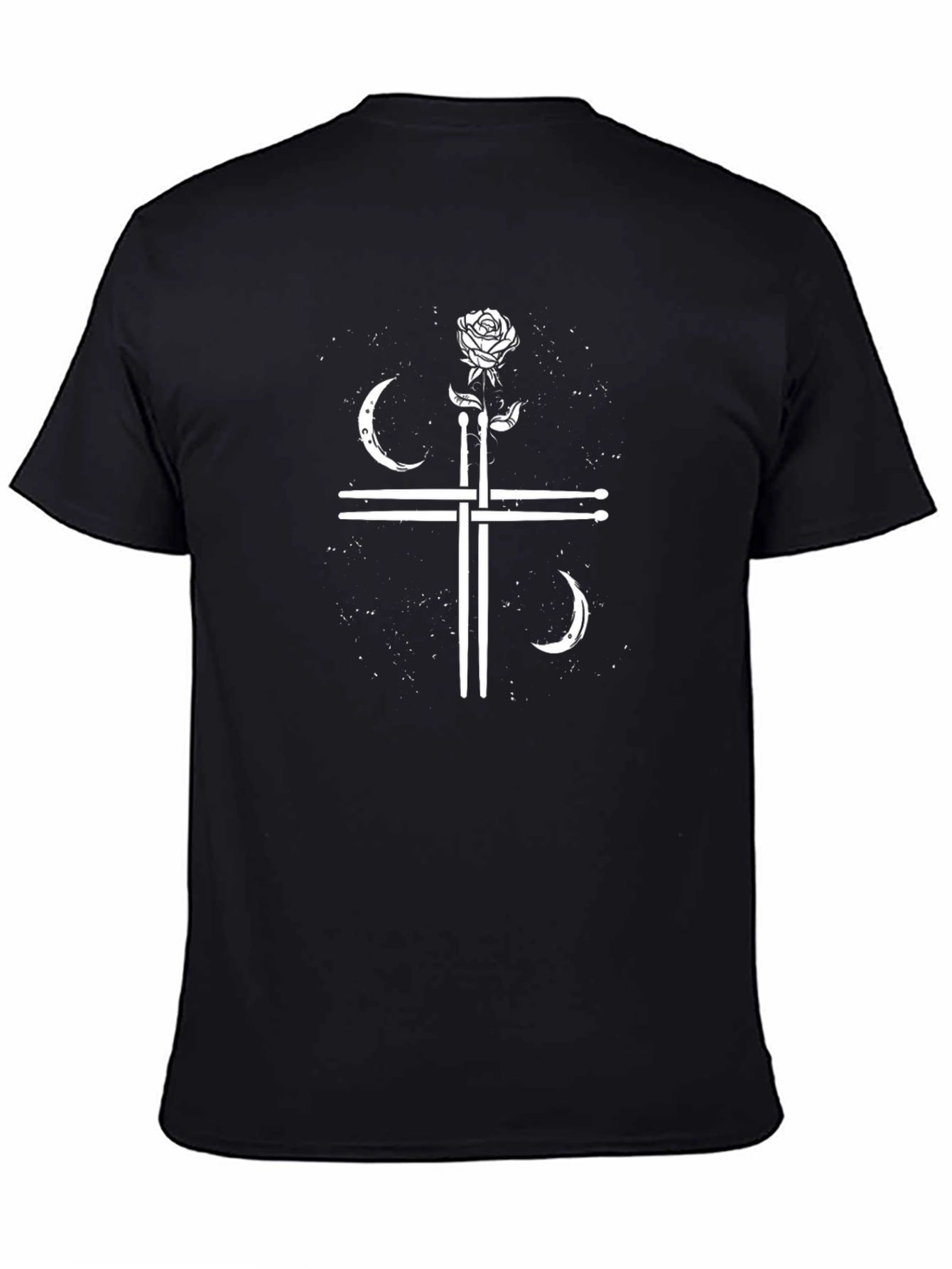 Drumsticks Cross with Rose Graphic Tee