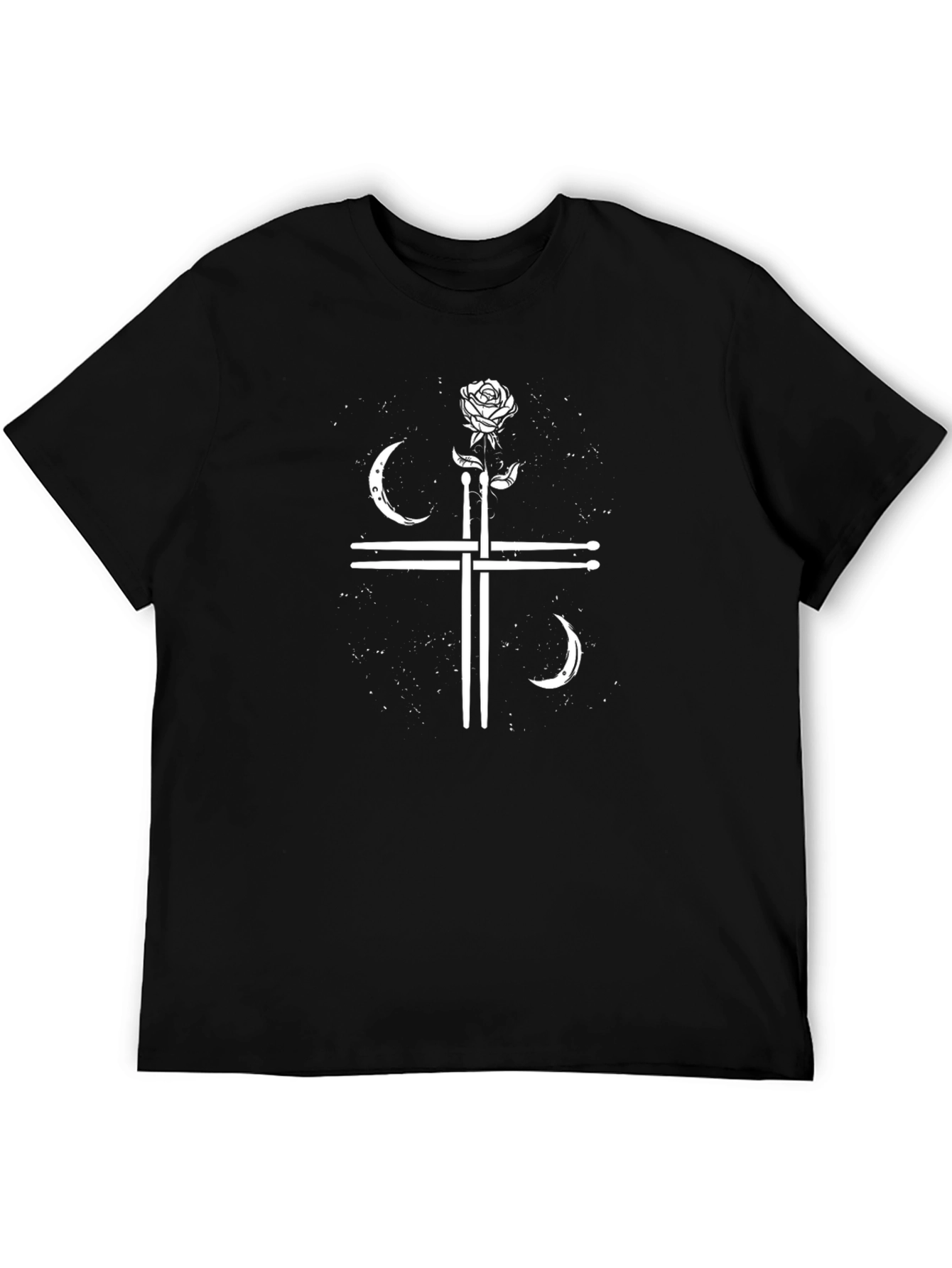 Drumsticks Cross with Rose Graphic Tee