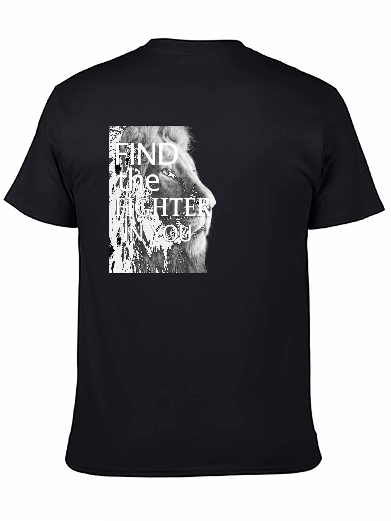 Find The Fighter Lion Graphic Black T-Shirt