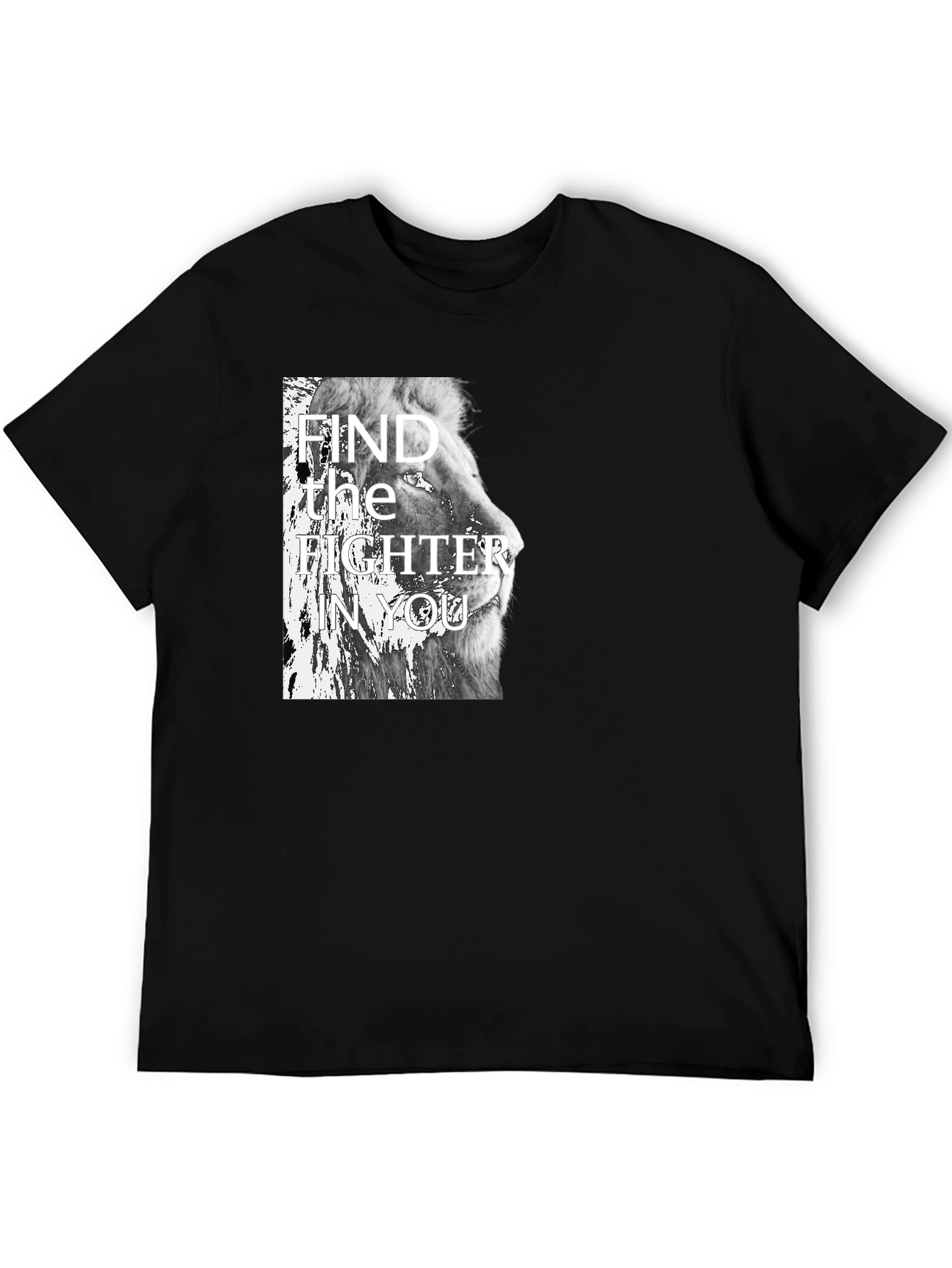 Find The Fighter Lion Graphic Black T-Shirt