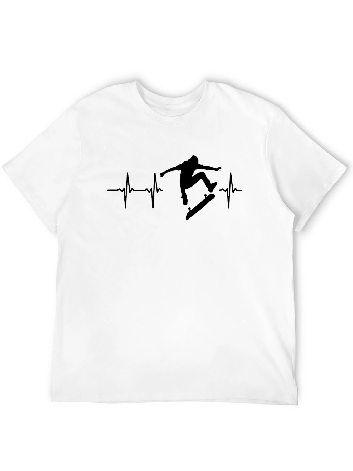 Skateboarding Heartbeat Graphic Tee - Black
