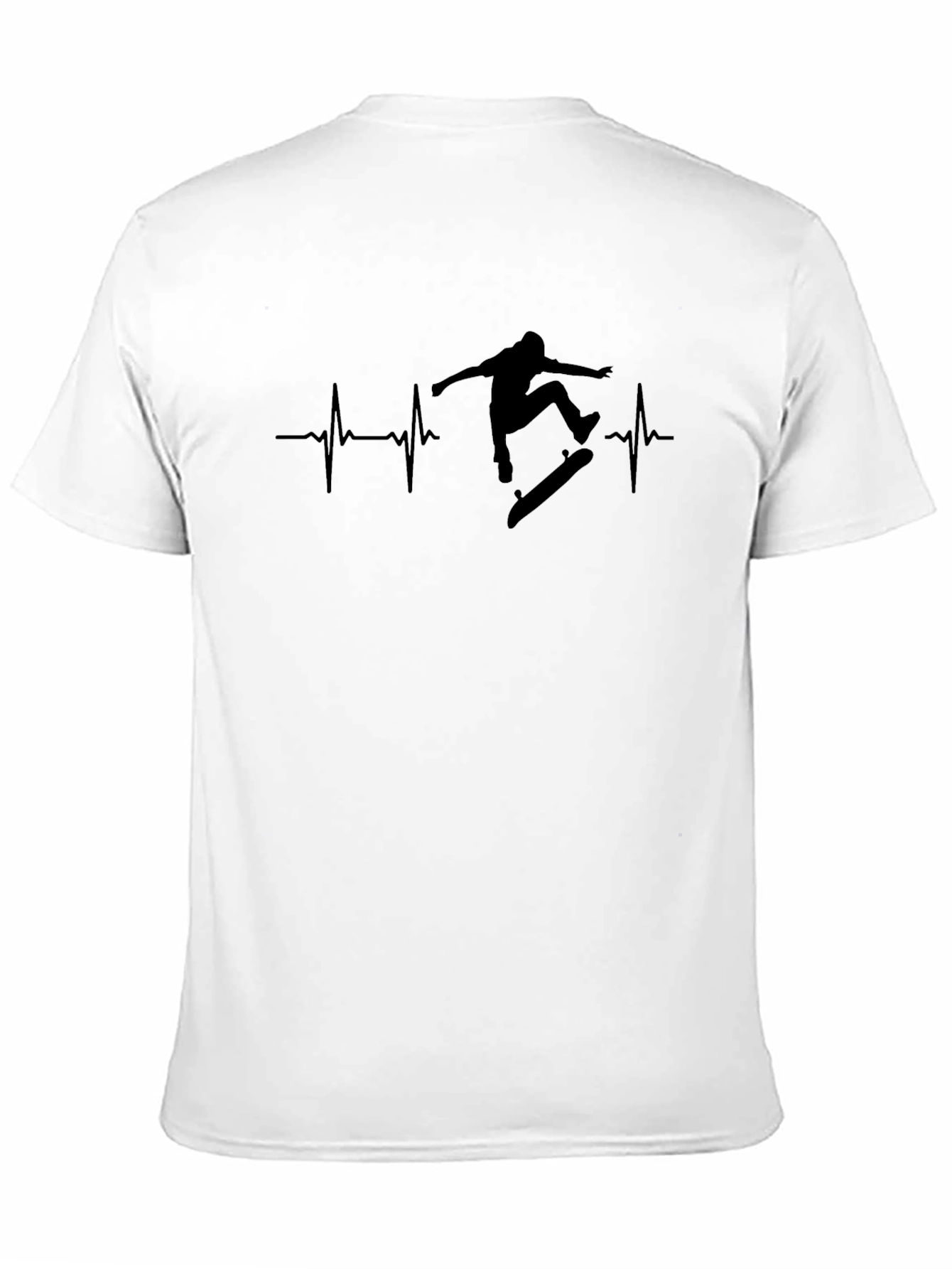 Skateboarding Heartbeat Graphic Tee - Black