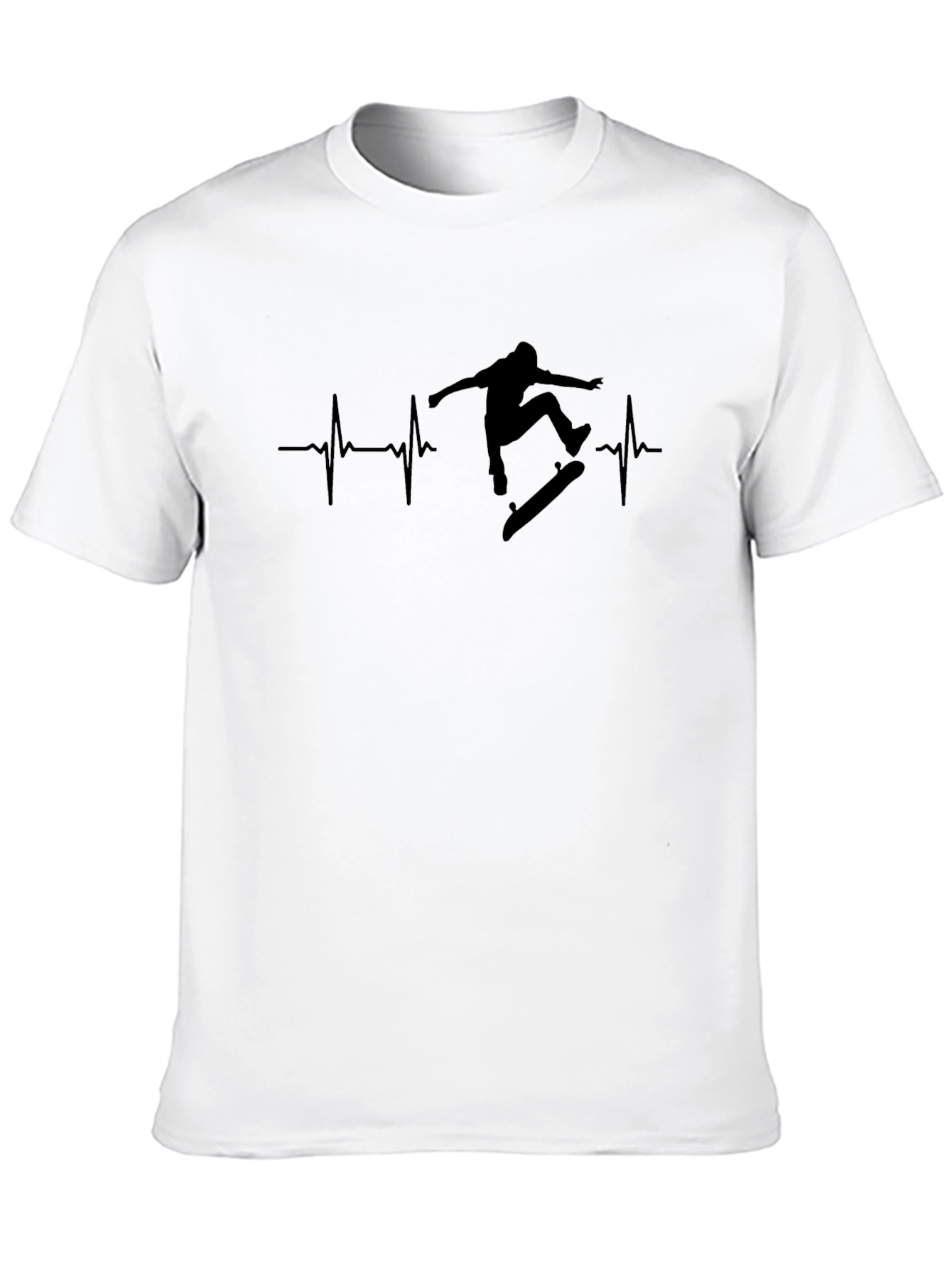 Skateboarding Heartbeat Graphic Tee - Black