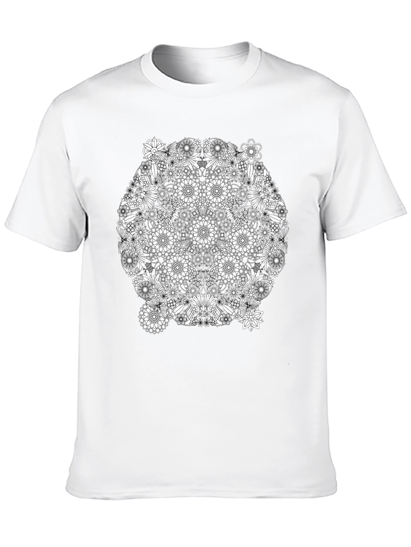 Floral Mandala Graphic Black T-Shirt