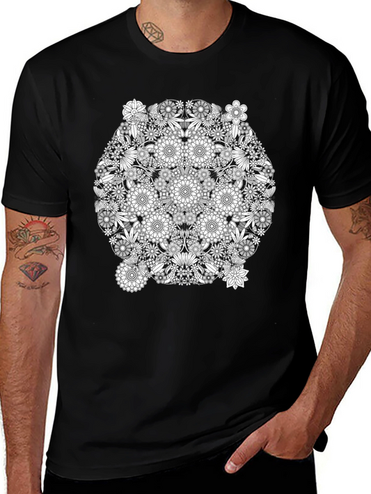 Floral Mandala Graphic Black T-Shirt
