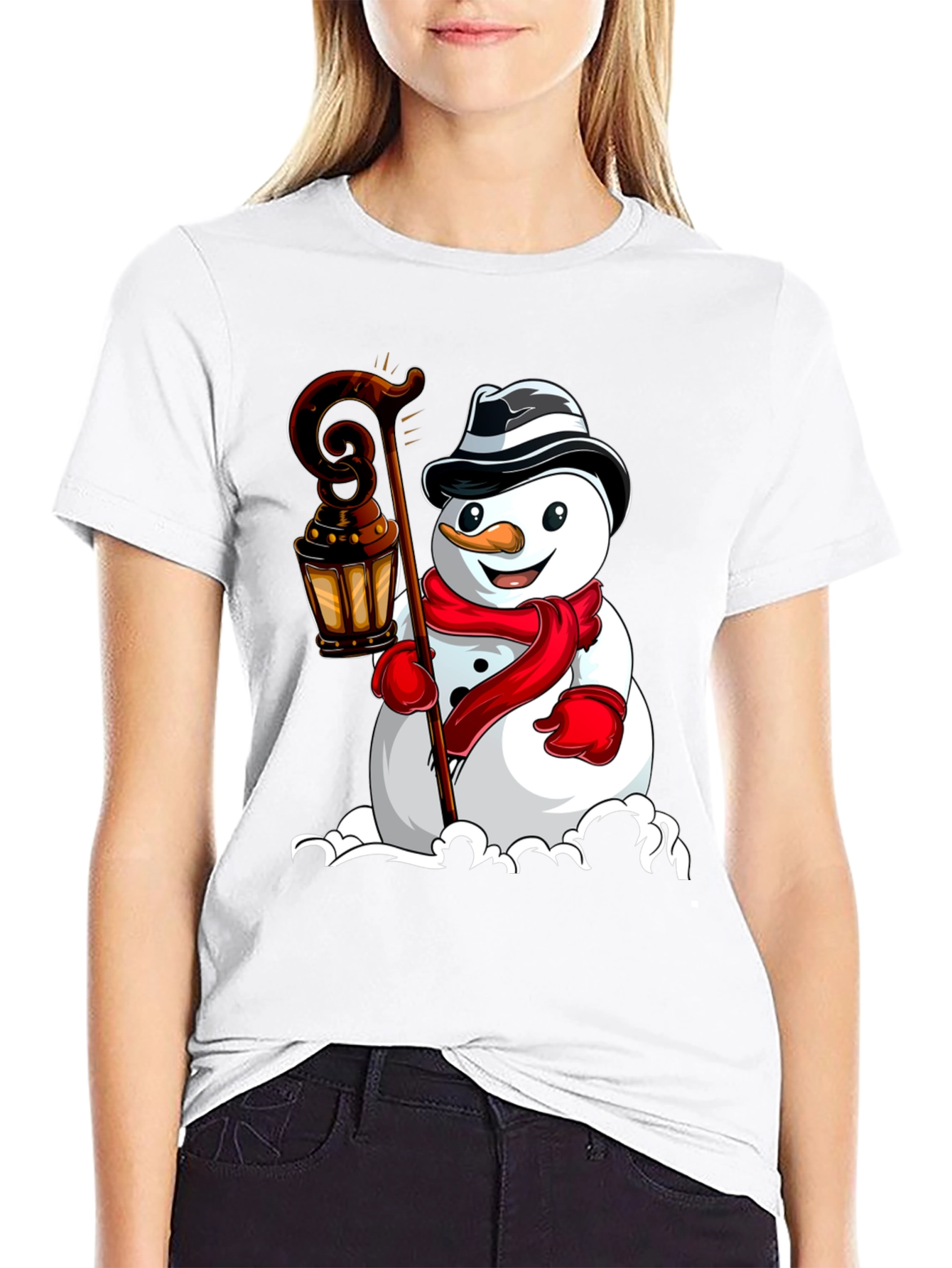 Festive Snowman Graphic Tee - Holiday Cheer