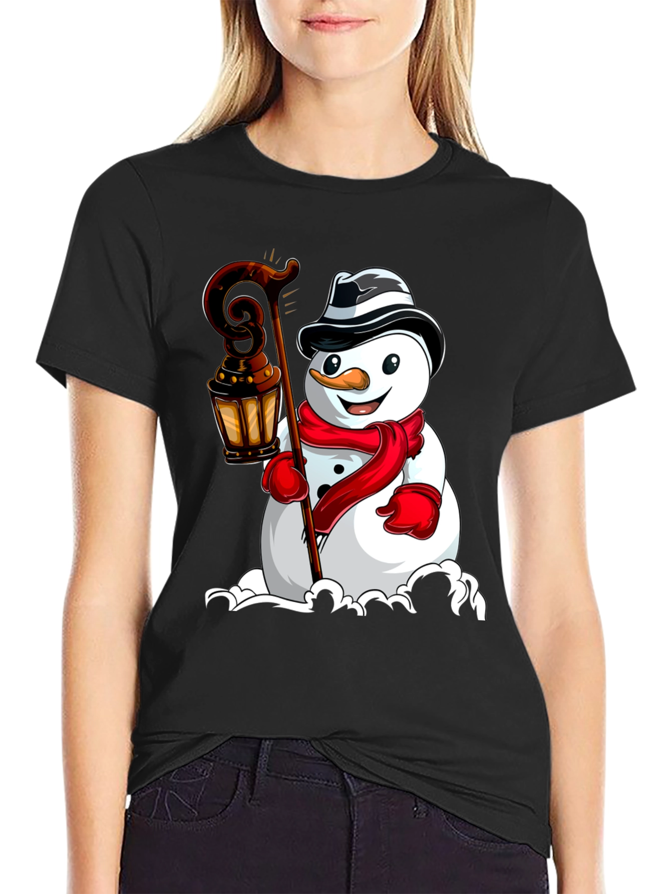 Festive Snowman Graphic Tee - Holiday Cheer