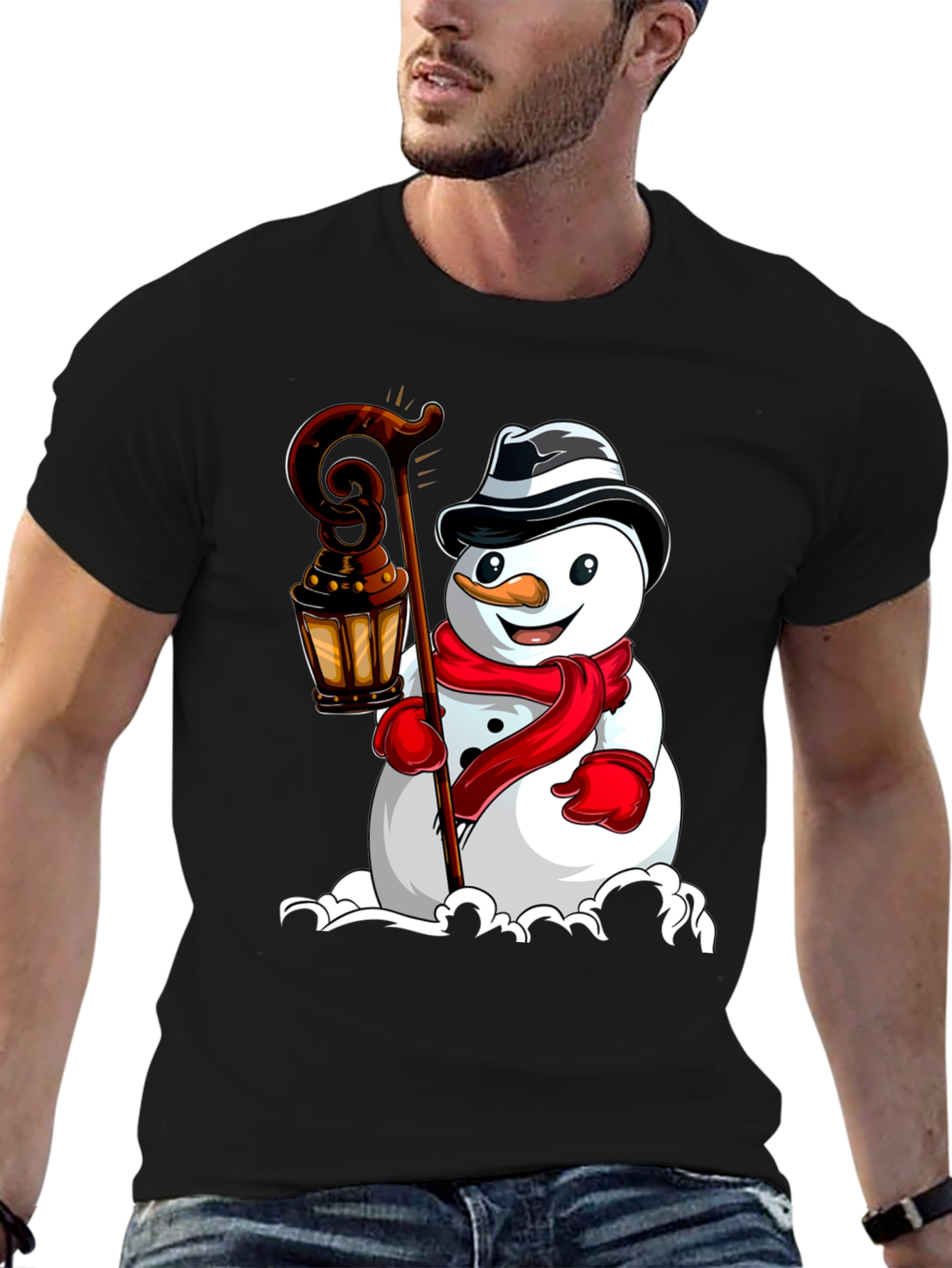 Festive Snowman Graphic Tee - Holiday Cheer
