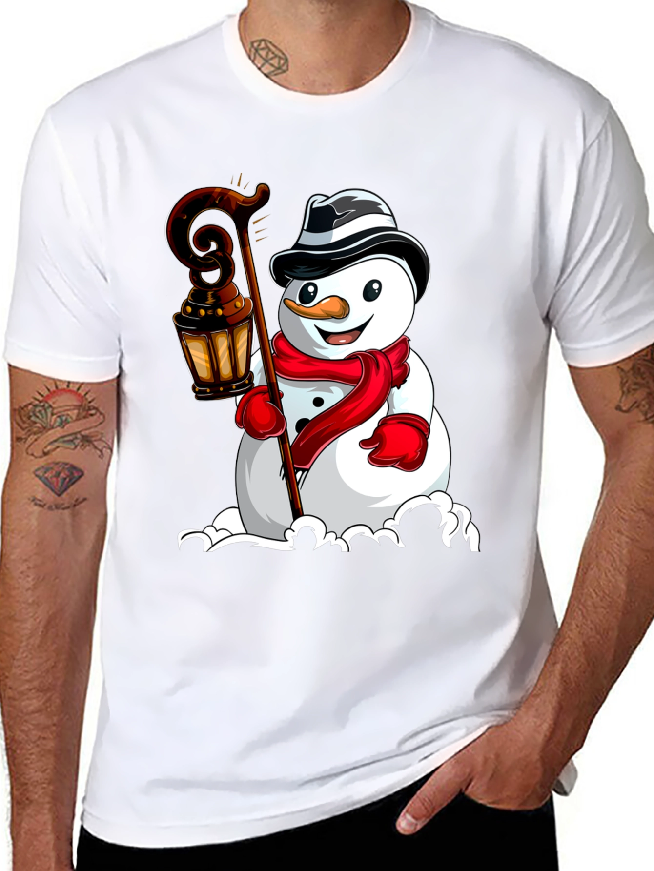 Festive Snowman Graphic Tee - Holiday Cheer