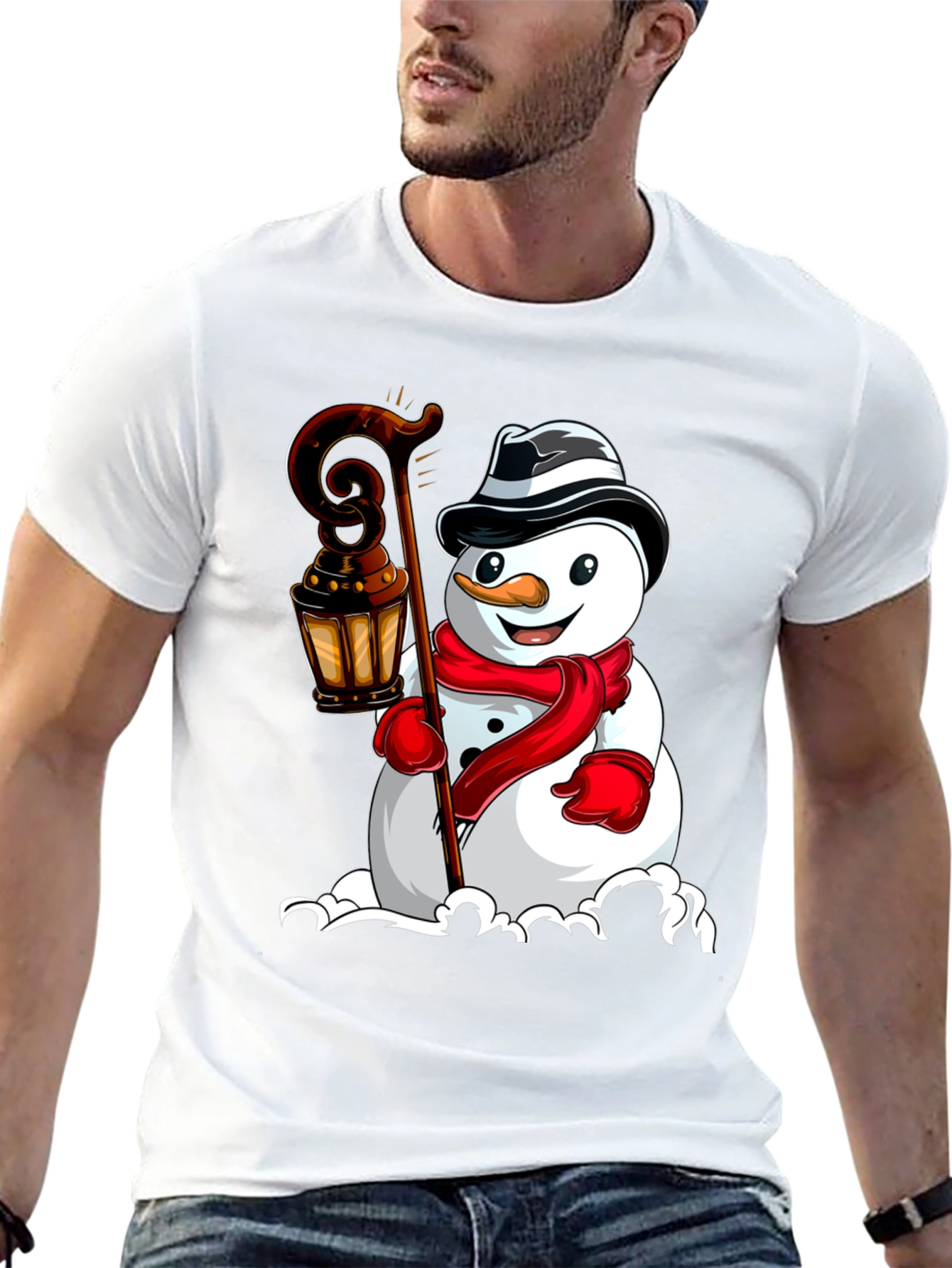 Festive Snowman Graphic Tee - Holiday Cheer