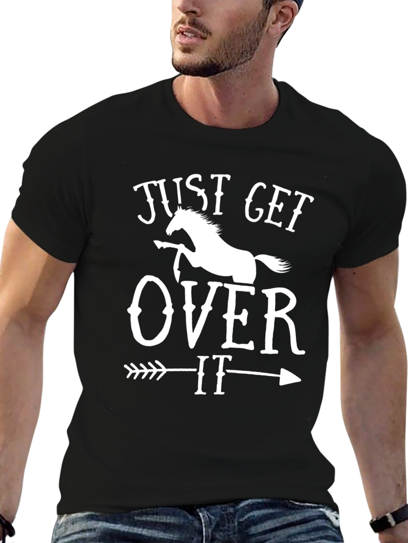 Just Get Over It Horse T-Shirt - Black