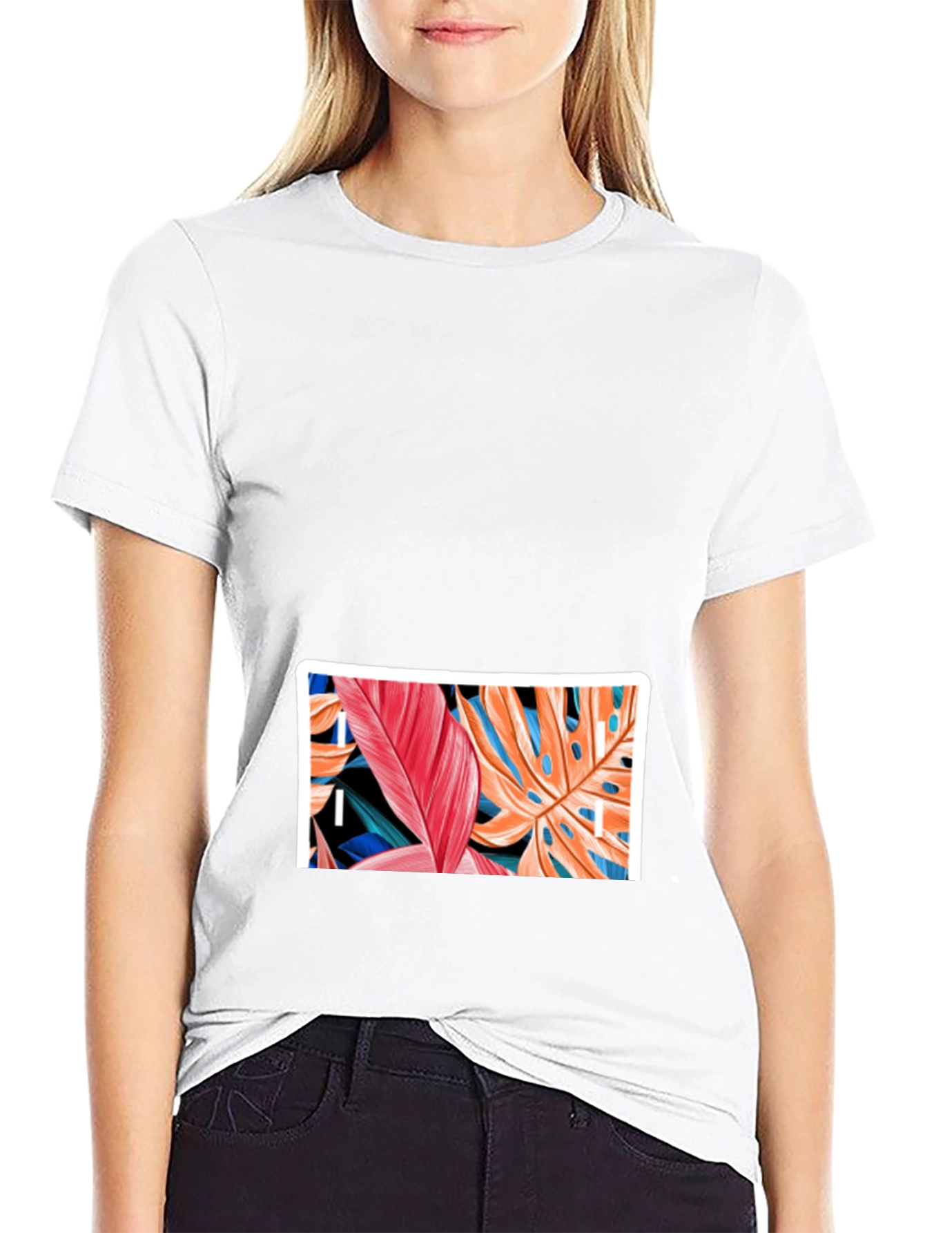 Tropical Leaf Graphic Black T-Shirt