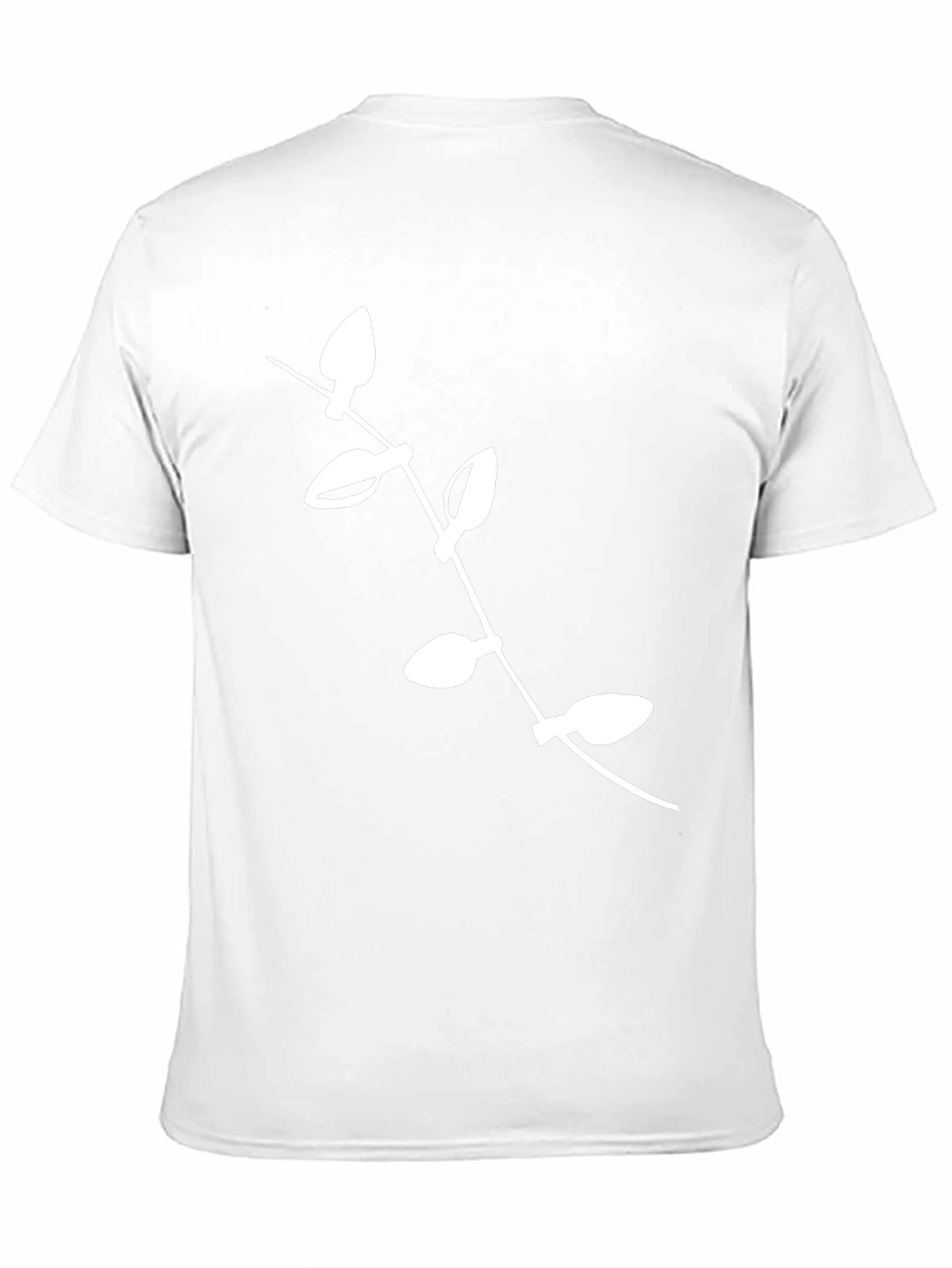 Modern Black Tee with White Leaf Design
