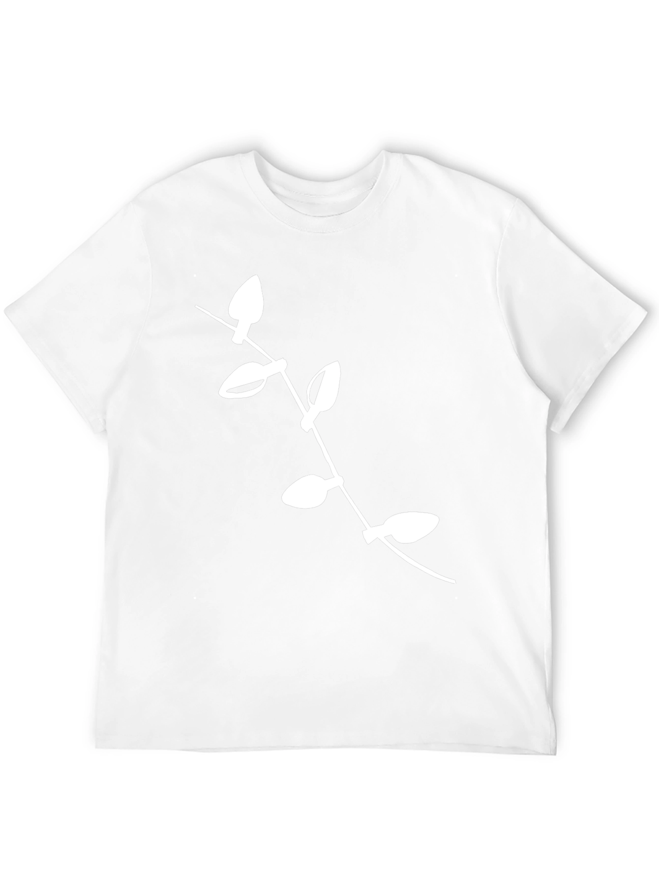 Modern Black Tee with White Leaf Design