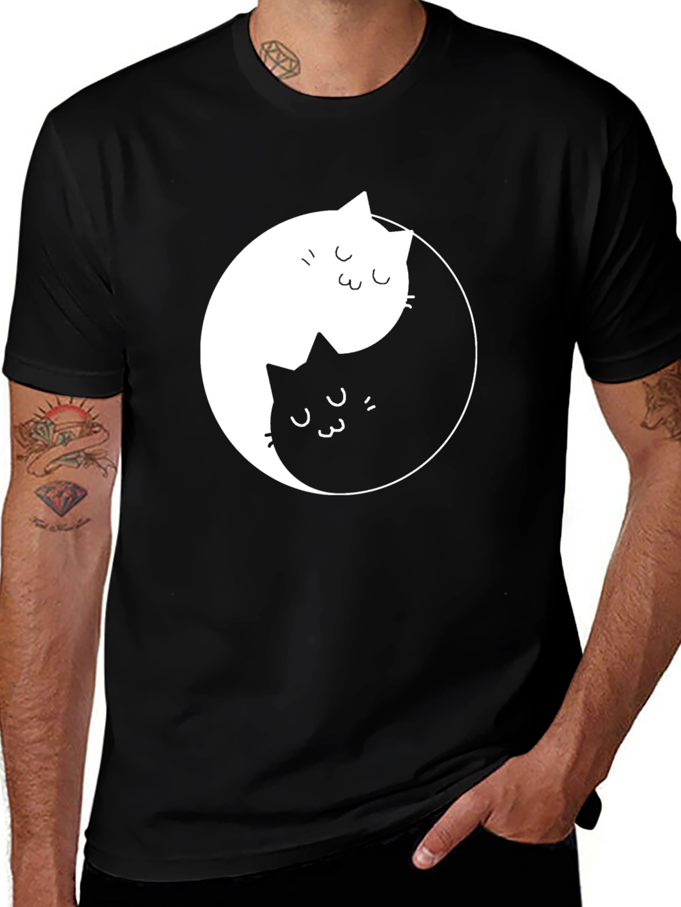 Yin Yang Cat T-Shirt - Balance & Harmony