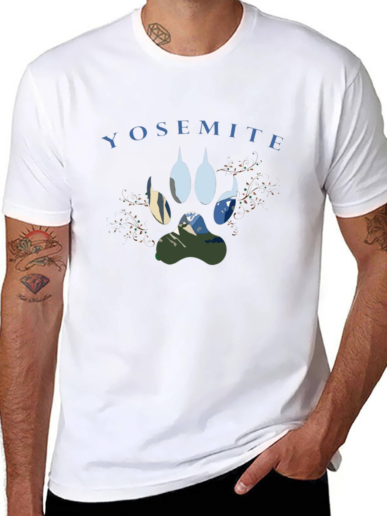 Yosemite Paw Print Graphic Tee - Black