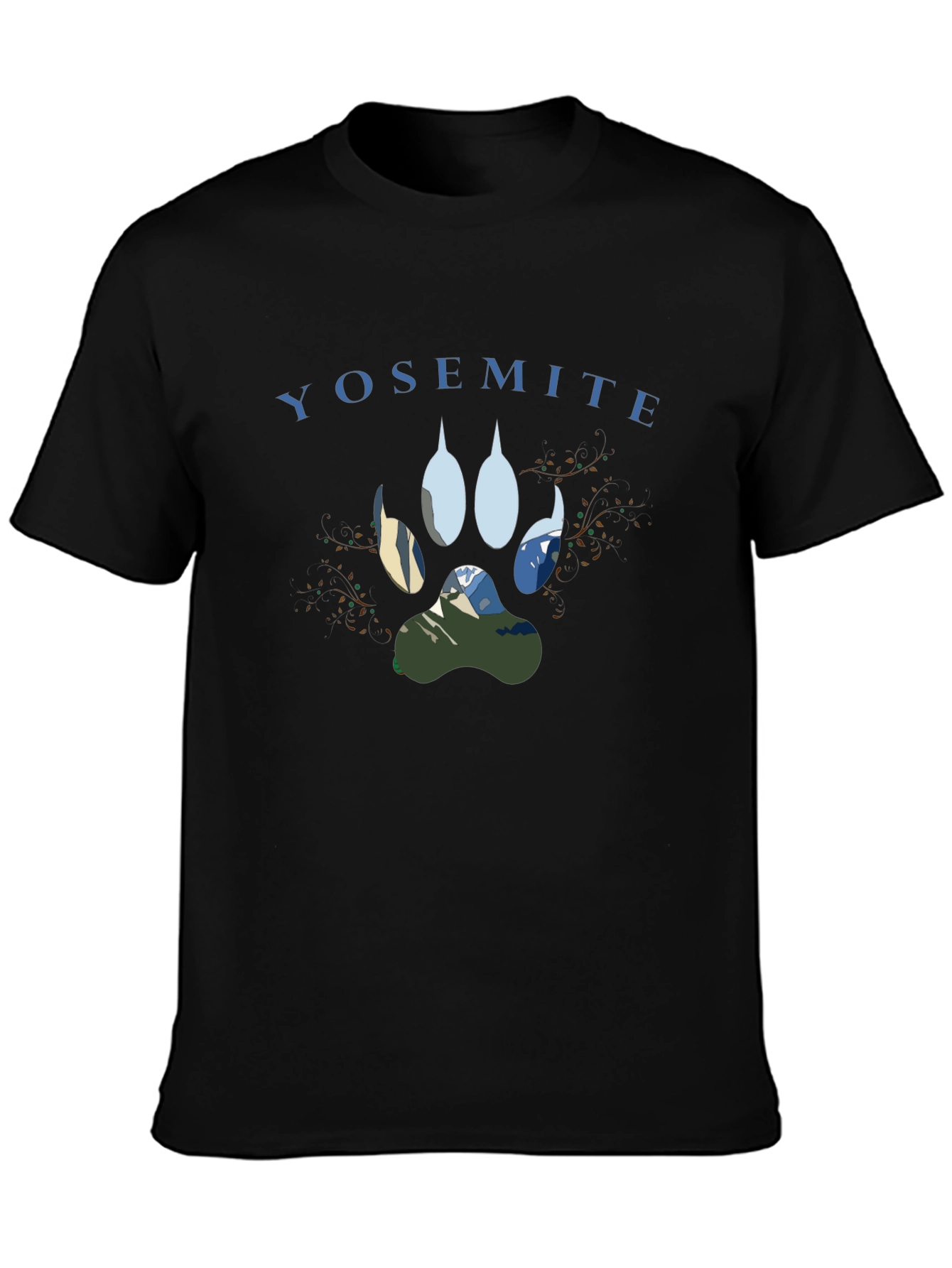 Yosemite Paw Print Graphic Tee - Black