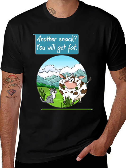 Funny Cow & Cat Cartoon T-Shirt