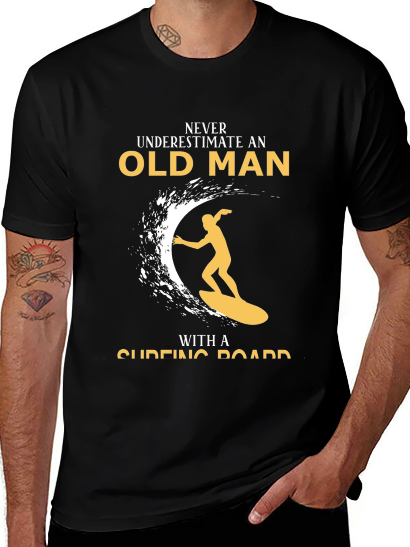 Never Underestimate Old Man Surfing T-Shirt