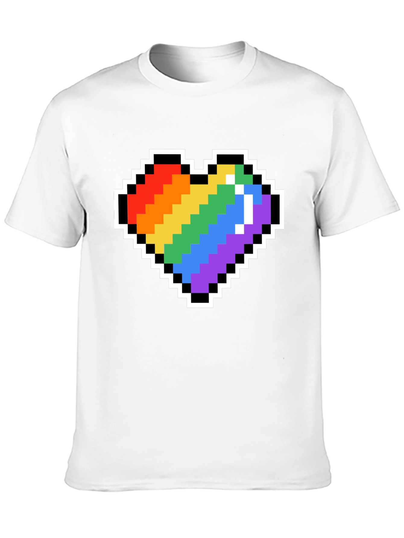 Pixel Heart Pride T-Shirt - Black Crew Neck Tee