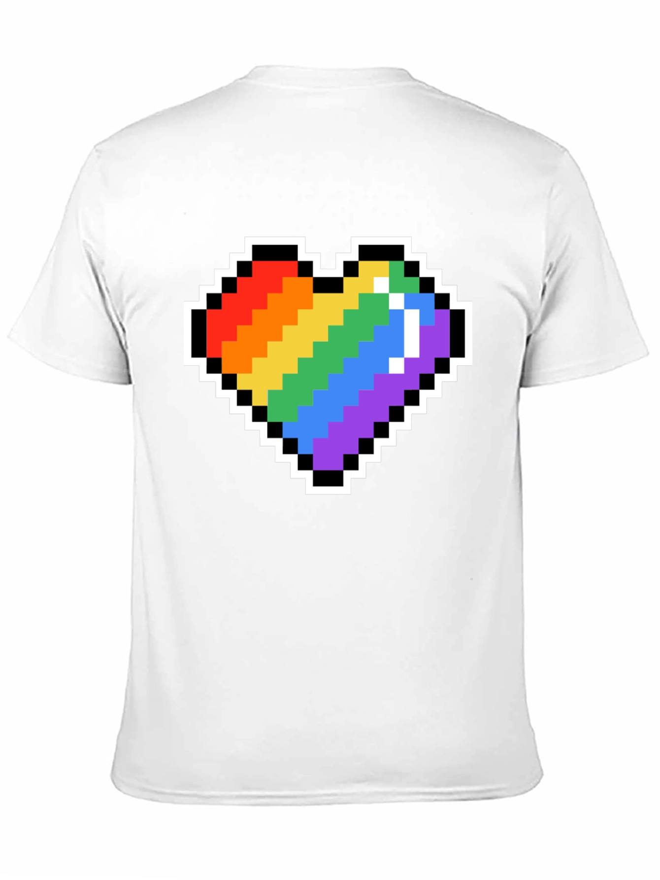 Pixel Heart Pride T-Shirt - Black Crew Neck Tee