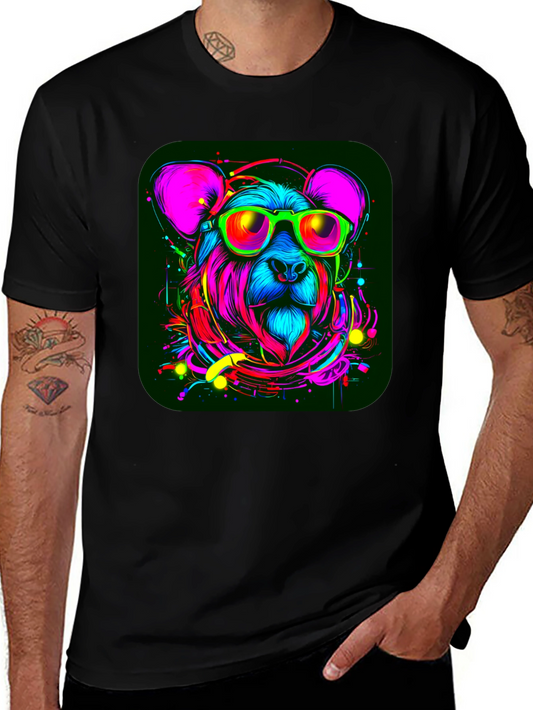 Cool Bear Graphic Tee - Vivid Neon Animal Design