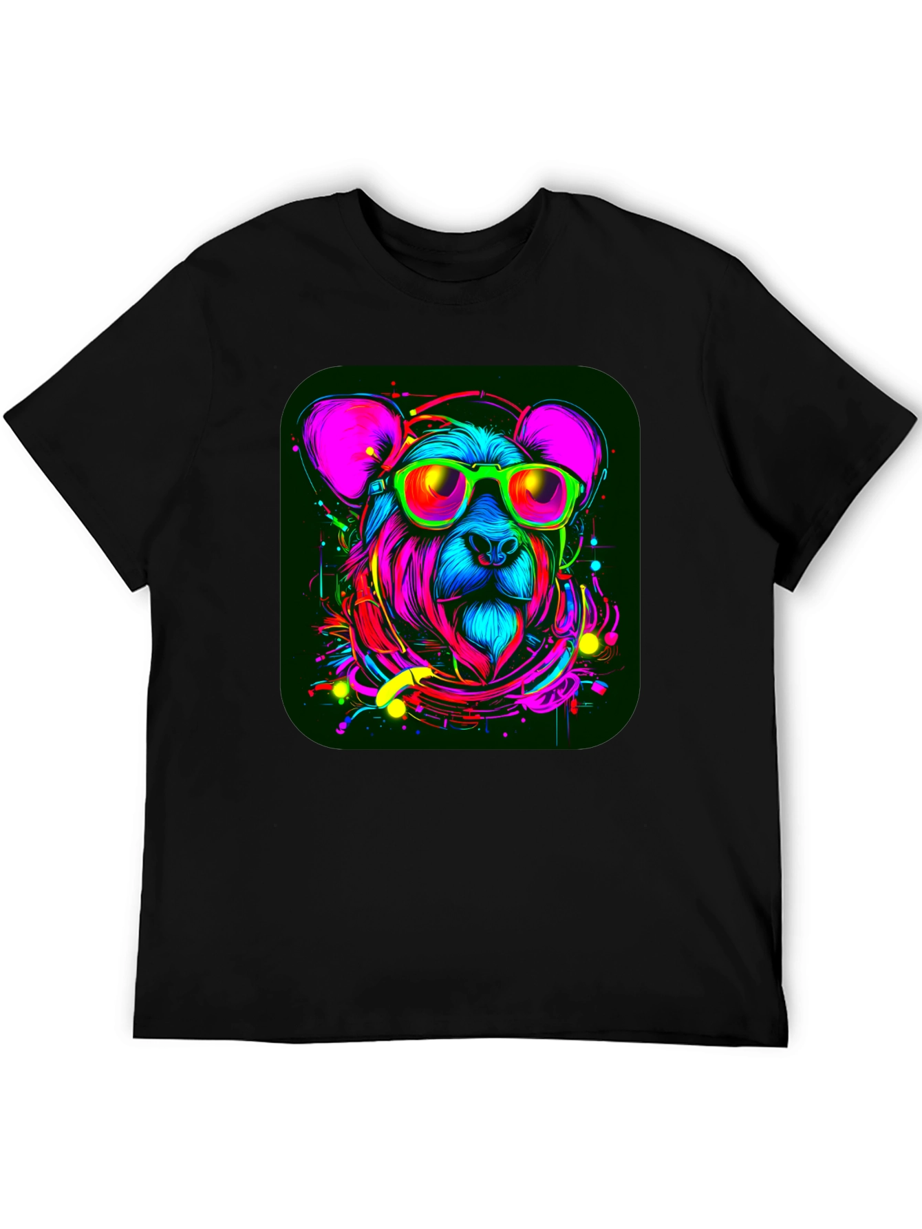 Cool Bear Graphic Tee - Vivid Neon Animal Design