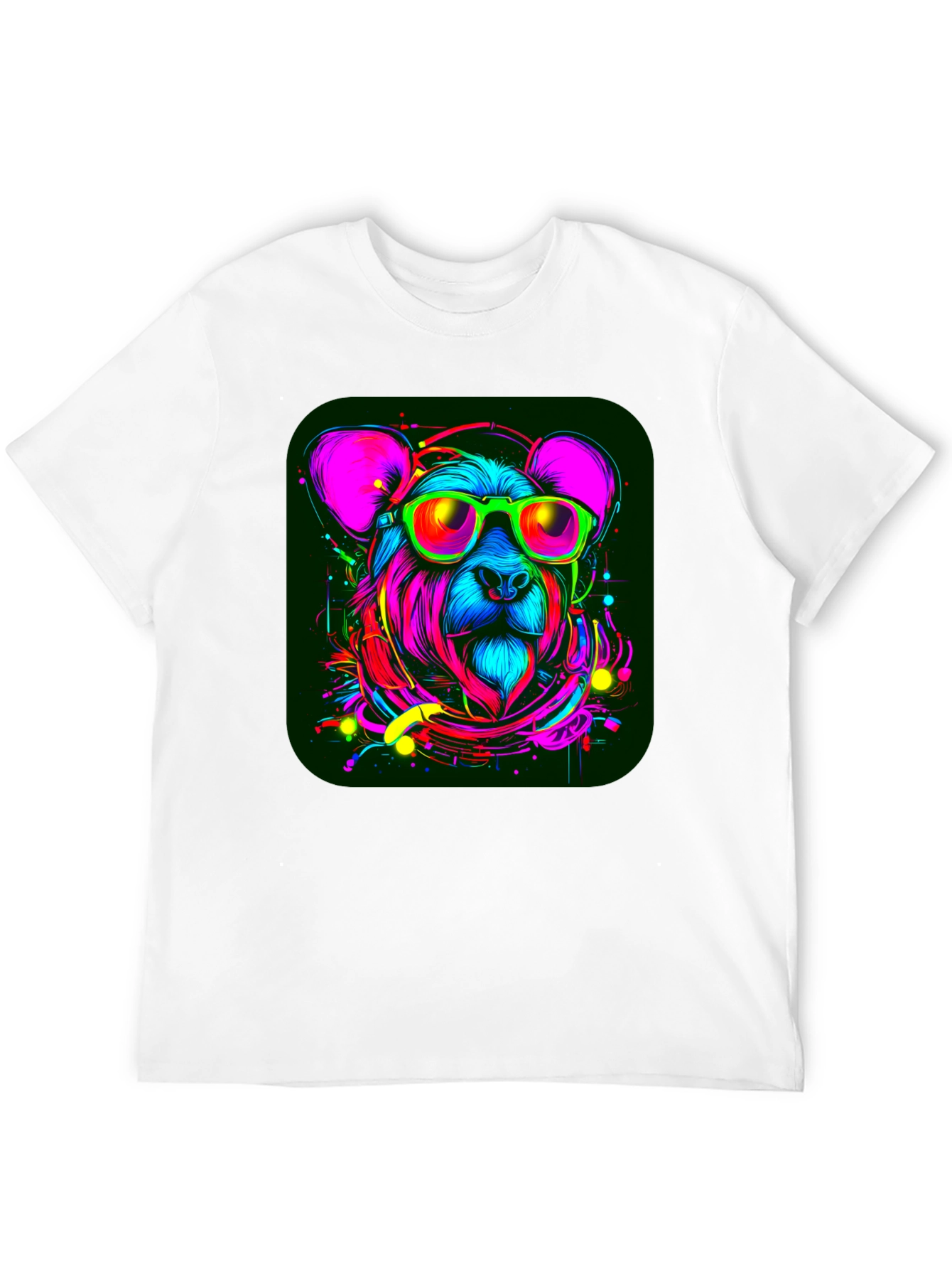 Cool Bear Graphic Tee - Vivid Neon Animal Design