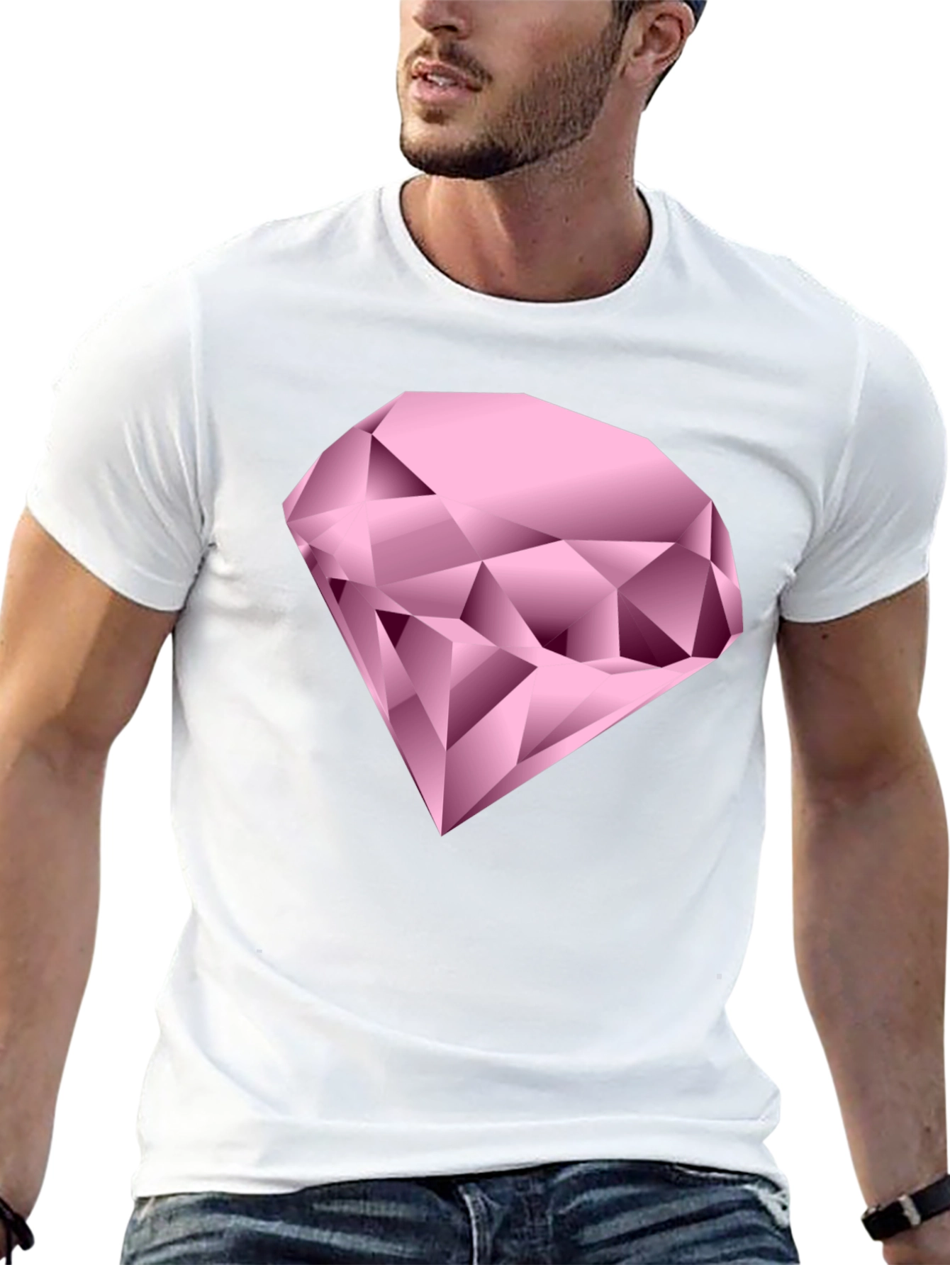 Pink Diamond Graphic Black T-Shirt