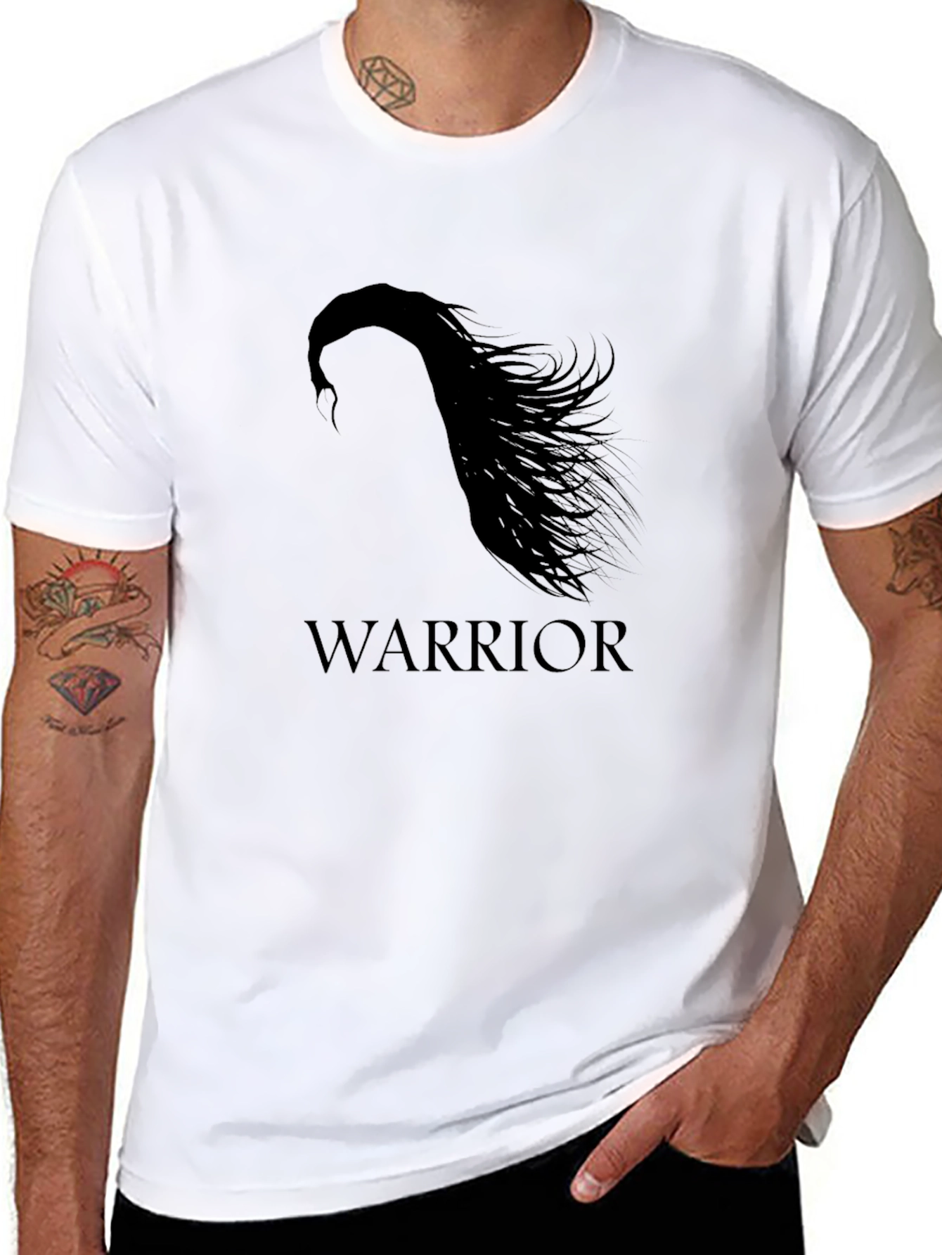 Warrior Silhouette Graphic Black T-Shirt