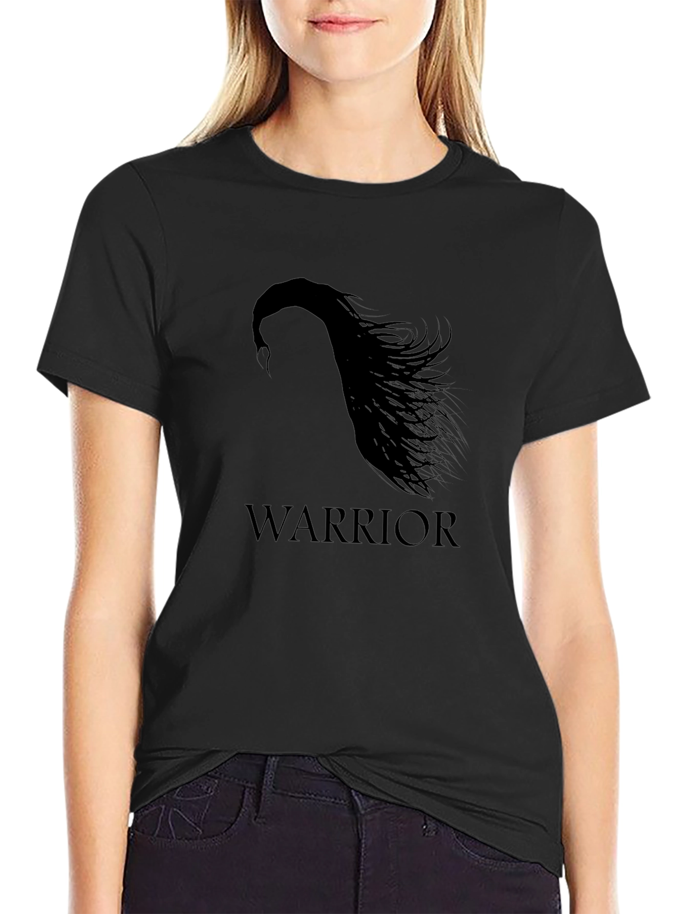 Warrior Silhouette Graphic Black T-Shirt