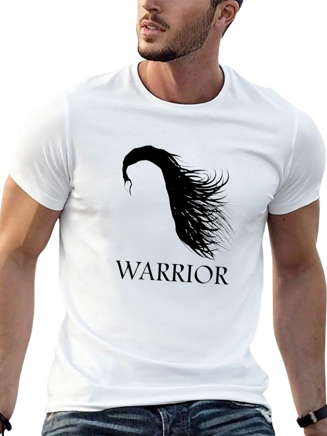 Warrior Silhouette Graphic Black T-Shirt
