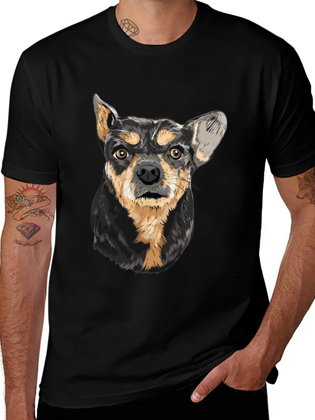 Dog Graphic T-Shirt - Mens Black Tee