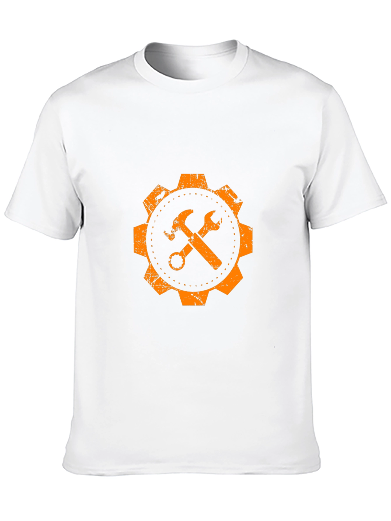 Orange Gear Hammer & Wrench Graphic T-Shirt